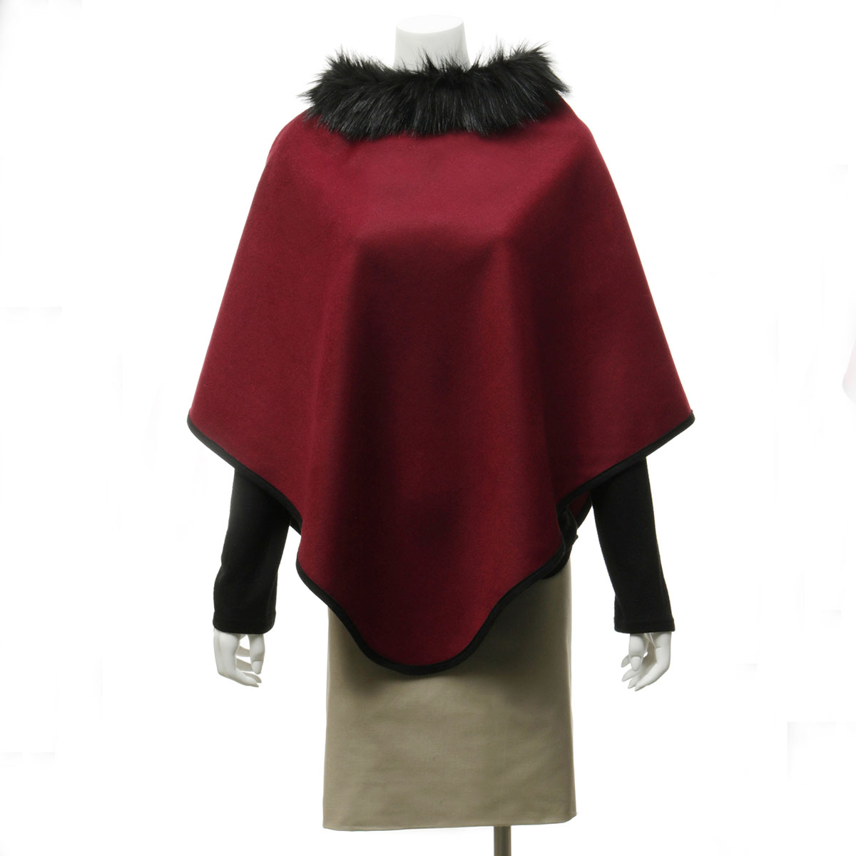 b50 PONCHO WITH COLLAR RED 38IN X 33IN