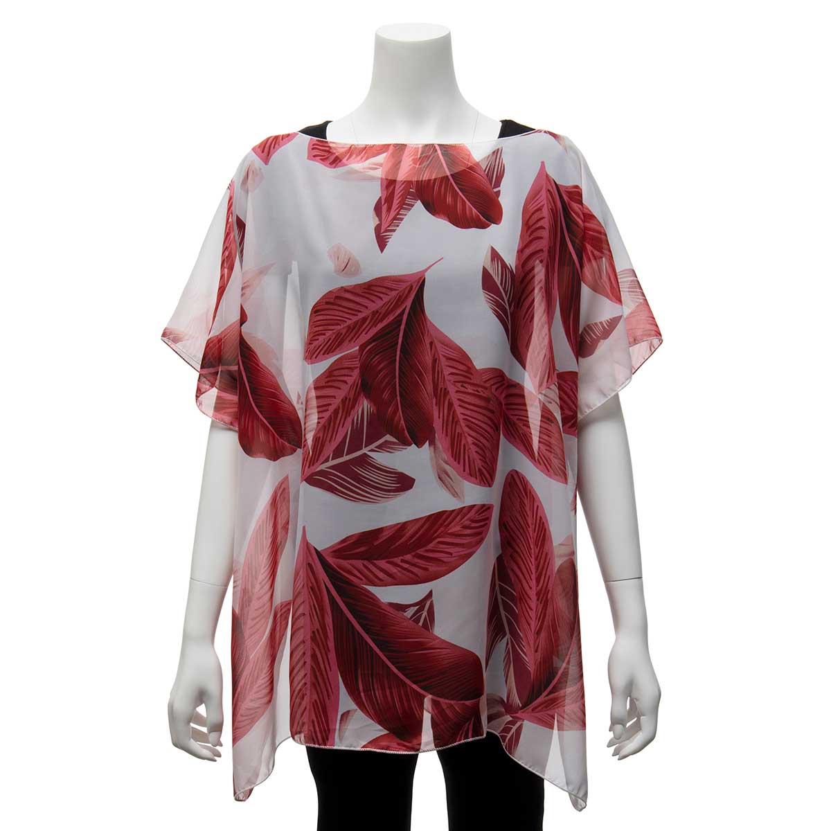 b50 TUNIC PALM LEAF RED/WHITE 35IN X 29IN ONE SIZE FITS MOST