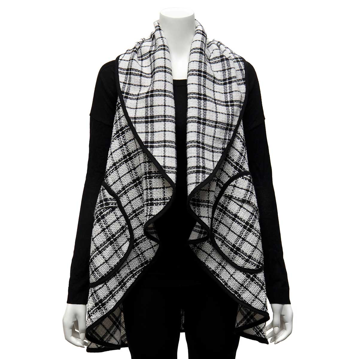 b50 CAPE PLAID WHITE/BLACK 45IN X 38IN ONE SIZE FITS MOST TWILL - Click Image to Close