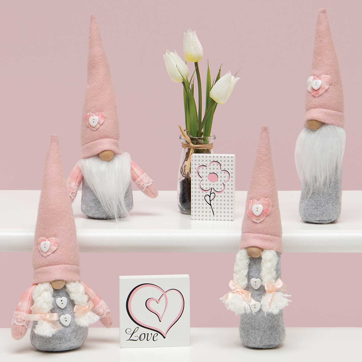 !Sweetheart Gnome Couple with Wood Nose 9.5" Sm