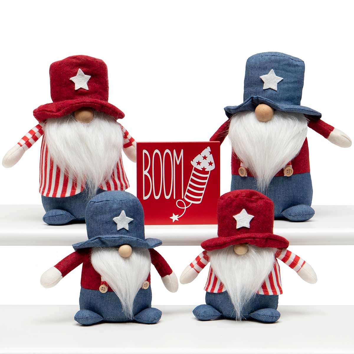 !Stars/Stripes Gnome with Wood Nose 7" Small