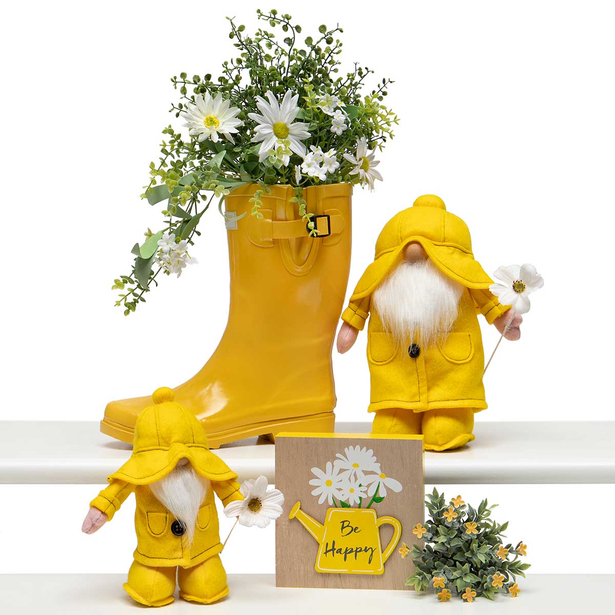 !Rain Coat Showers Gnome with Flower 8" Small
