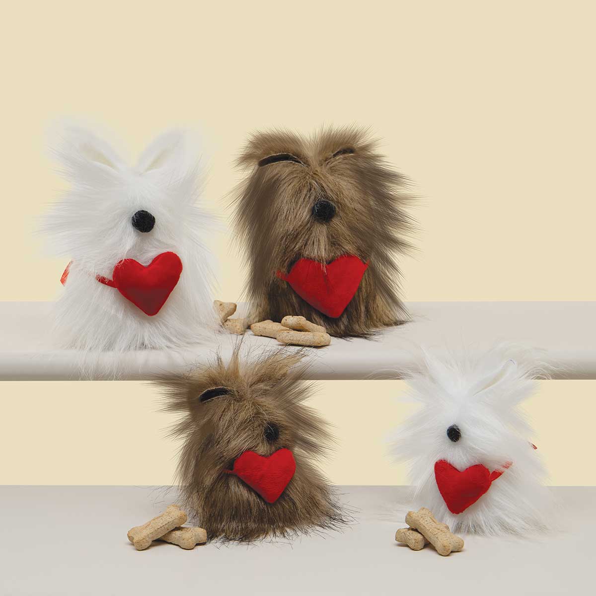 !Puppy Love Gnome Dog with Heart Brown/White - Click Image to Close