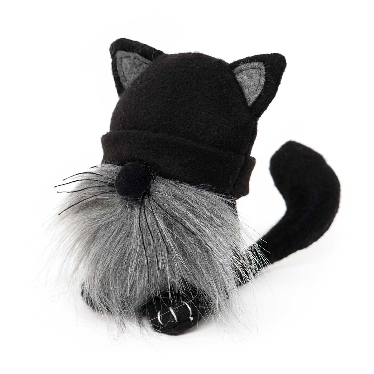 !Casey Cat Gnome with Grey Beard Wired Cat Tail