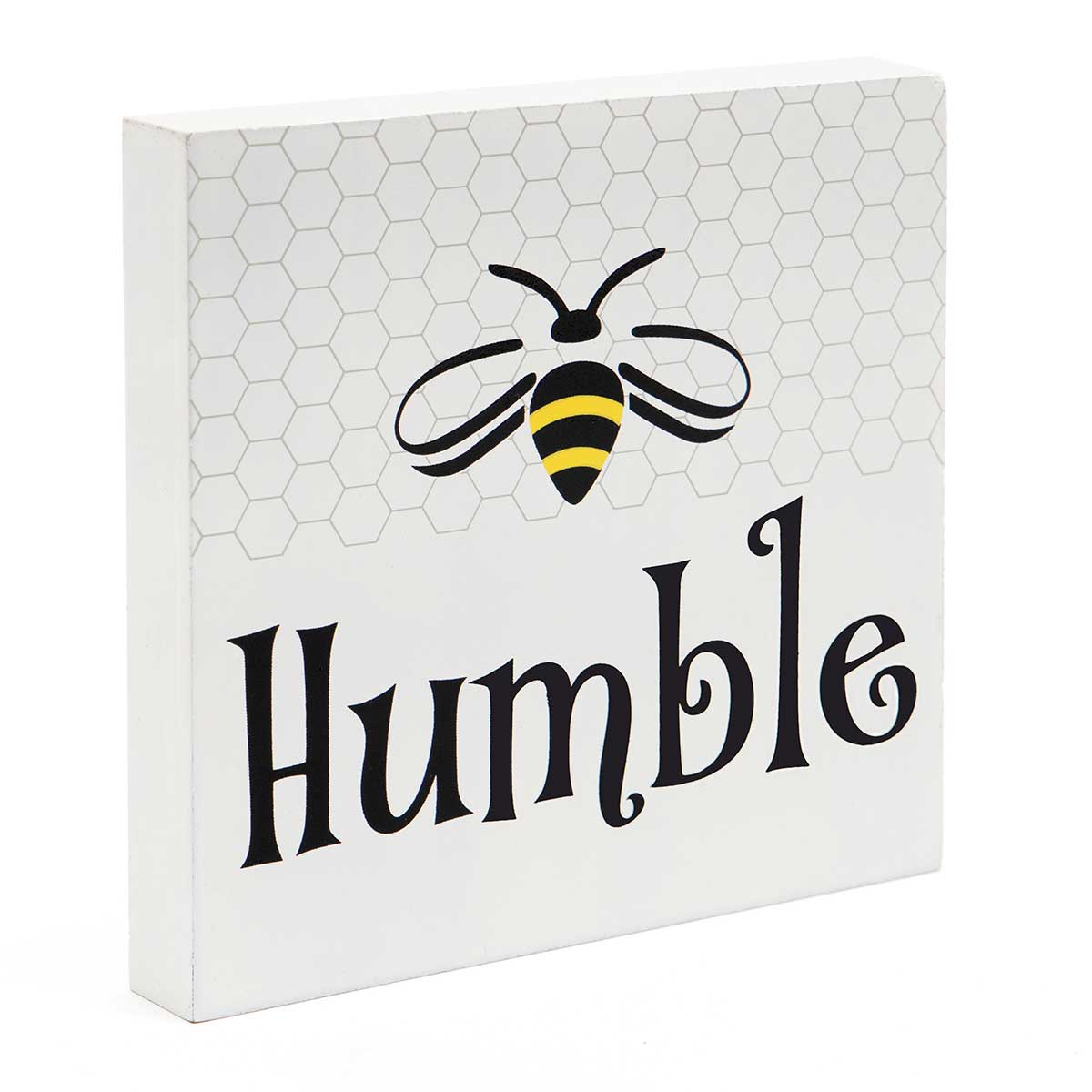 !Bee Humble Wood Block White 5"x.75"x5"
