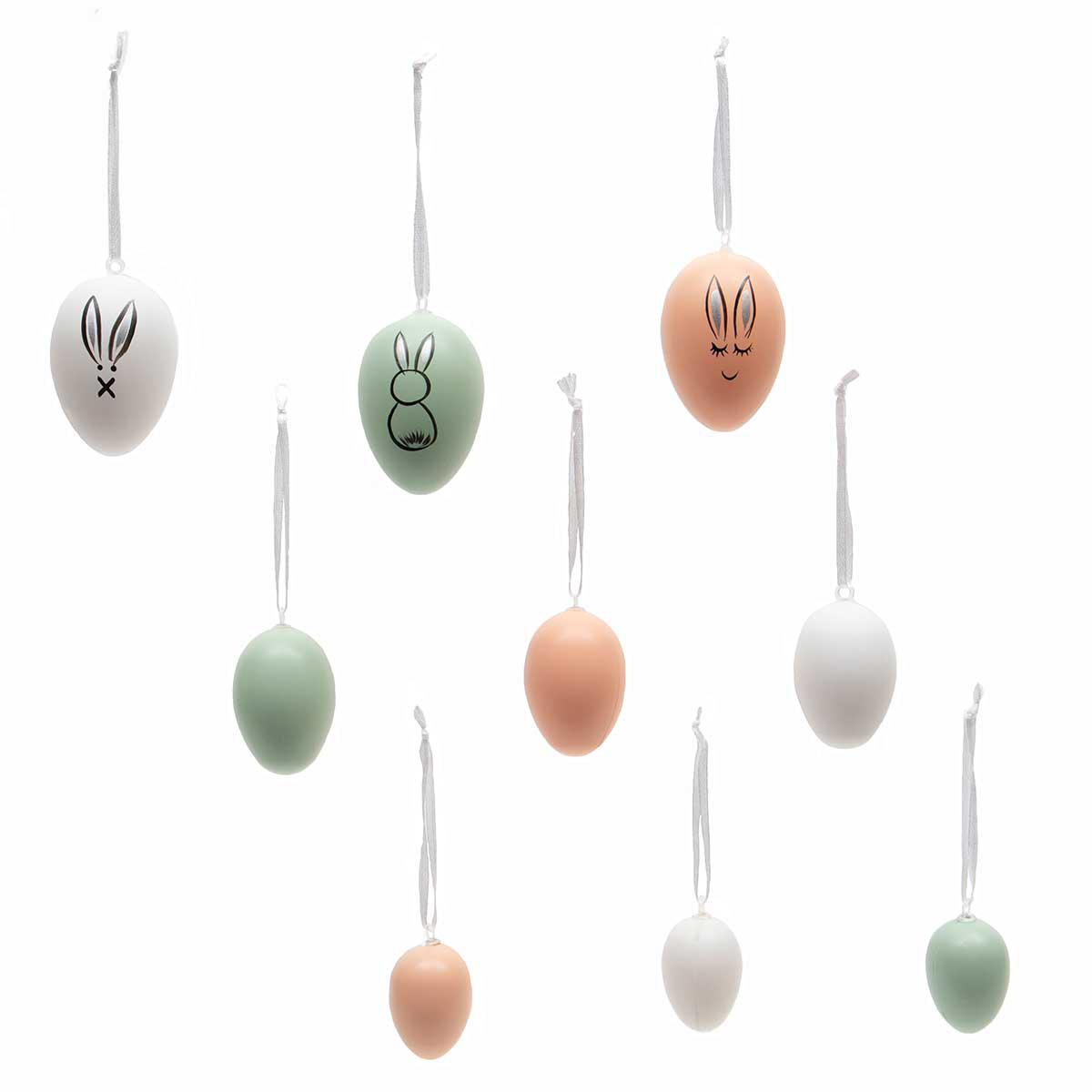 !Egg Ornament with Bunny Faces and Ribbon Hanger