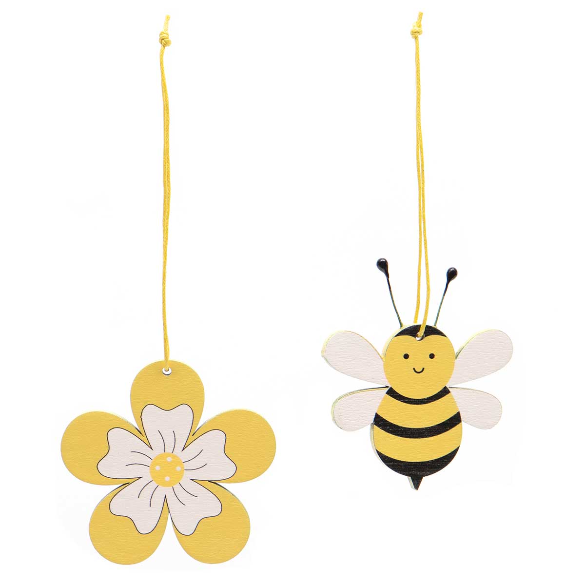 !Bee and Cosmos Wood Ornament 2 Assorted