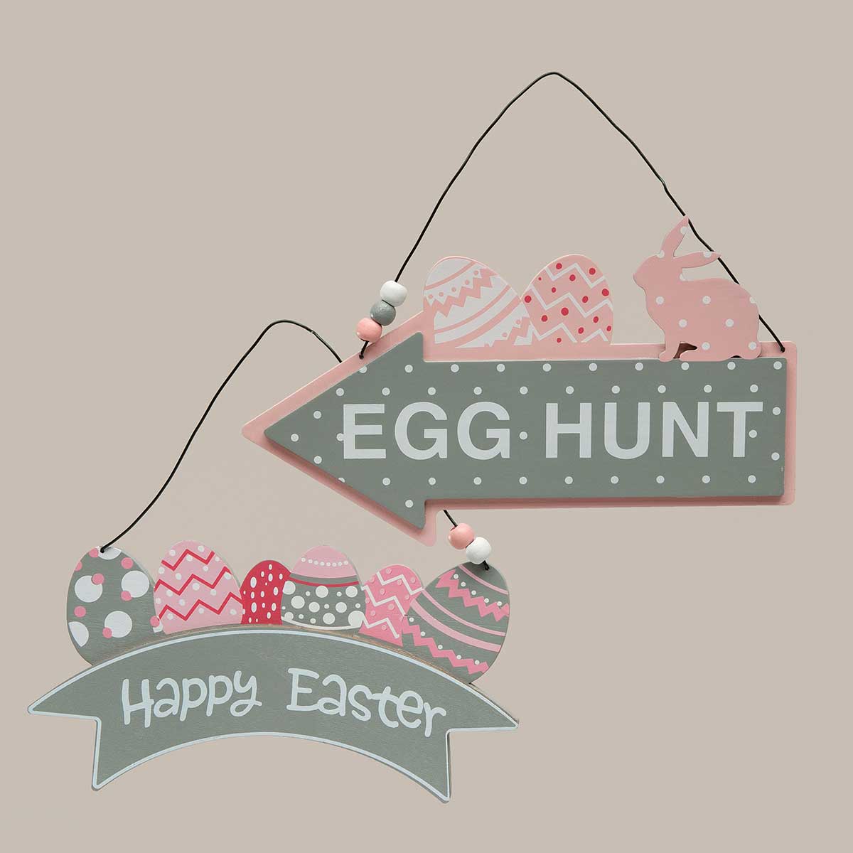 b50 SIGN EASTER/EGG HUNT 2ASSORTED 8IN X 4IN WOOD - Click Image to Close