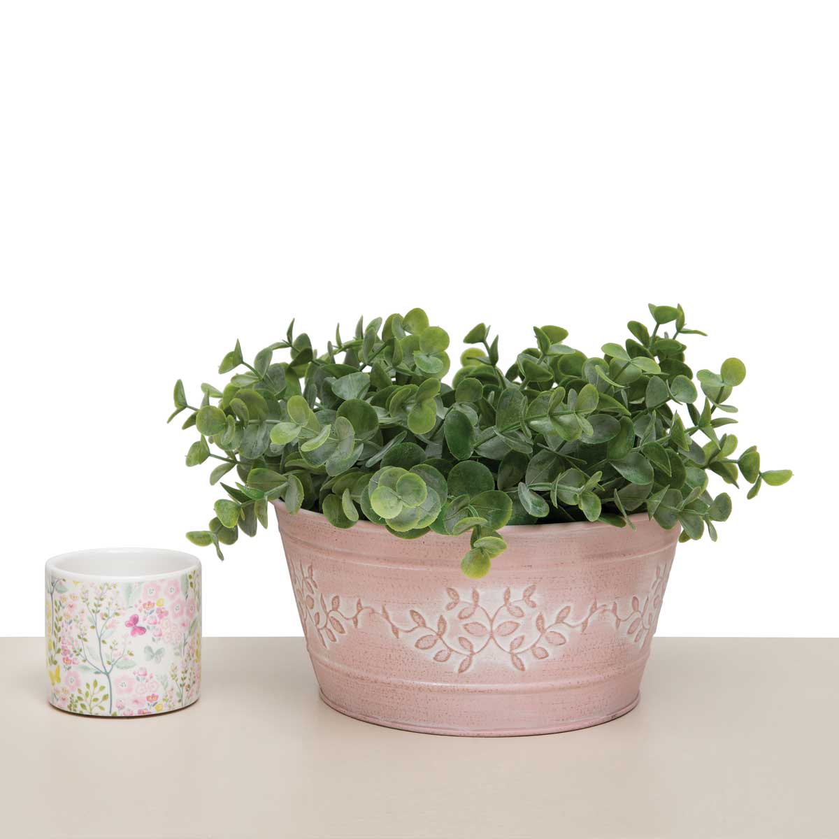 BUCKET PRIVET PINK BOWL 7.25IN X 3.5IN METAL - Click Image to Close