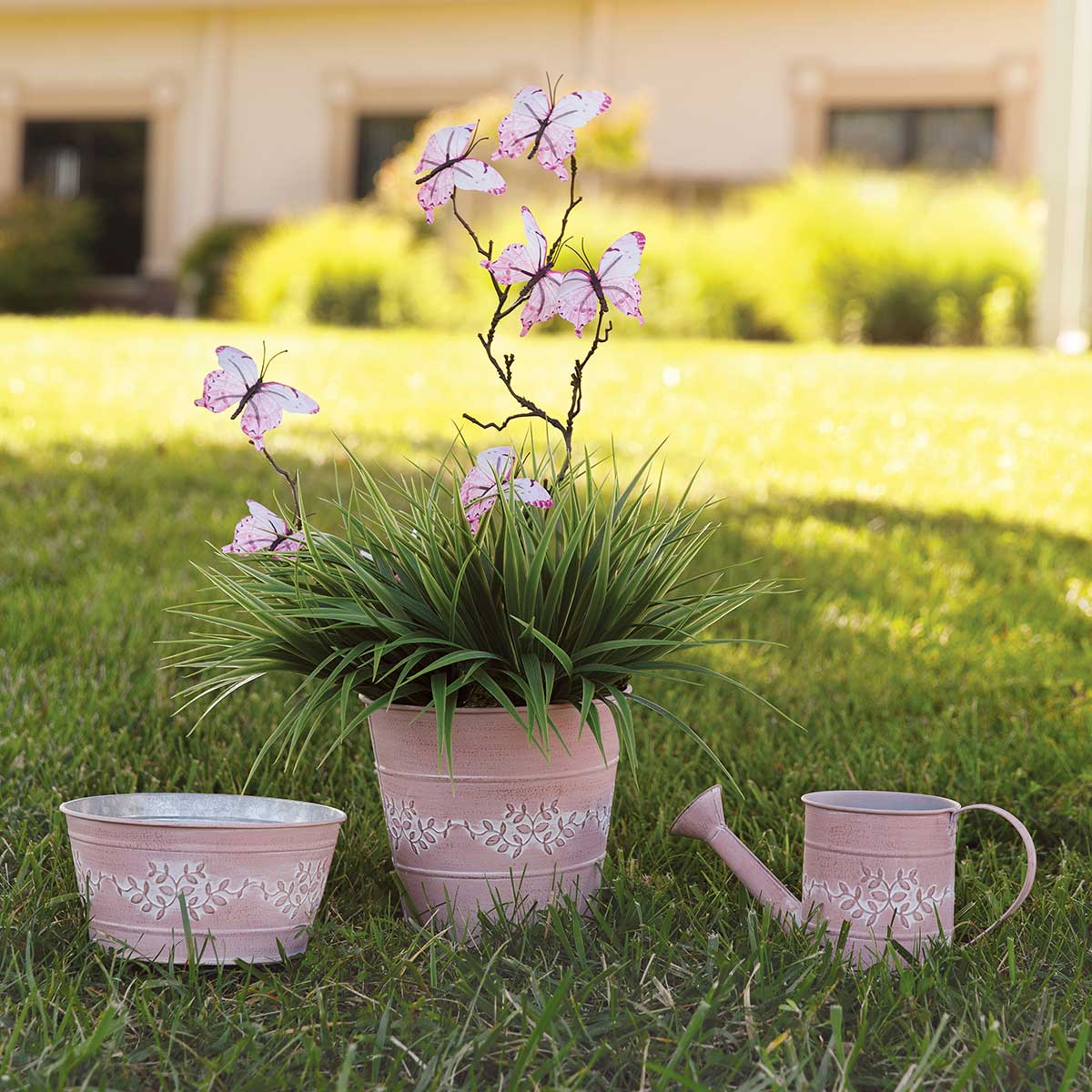WATERING CAN PRIVET PINK 9.75IN X 4IN X 4.5IN METAL - Click Image to Close