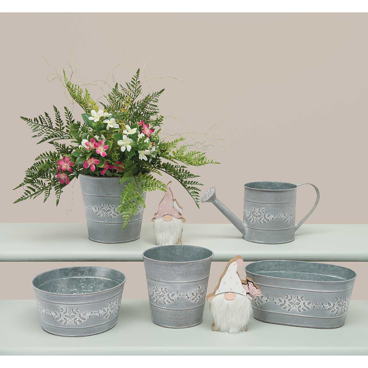 BUCKET PRIVET GREY LARGE 7.25IN X 6.5IN METAL - Click Image to Close