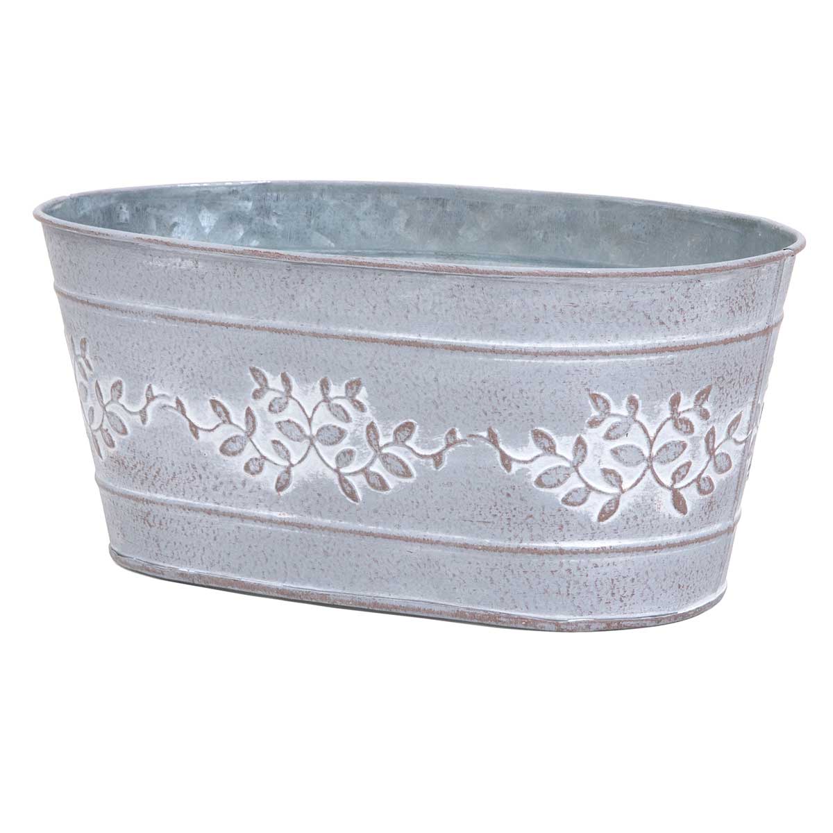 BUCKET PRIVET GREY OVAL 9.25IN X 5.25IN X 4.25IN METAL - Click Image to Close