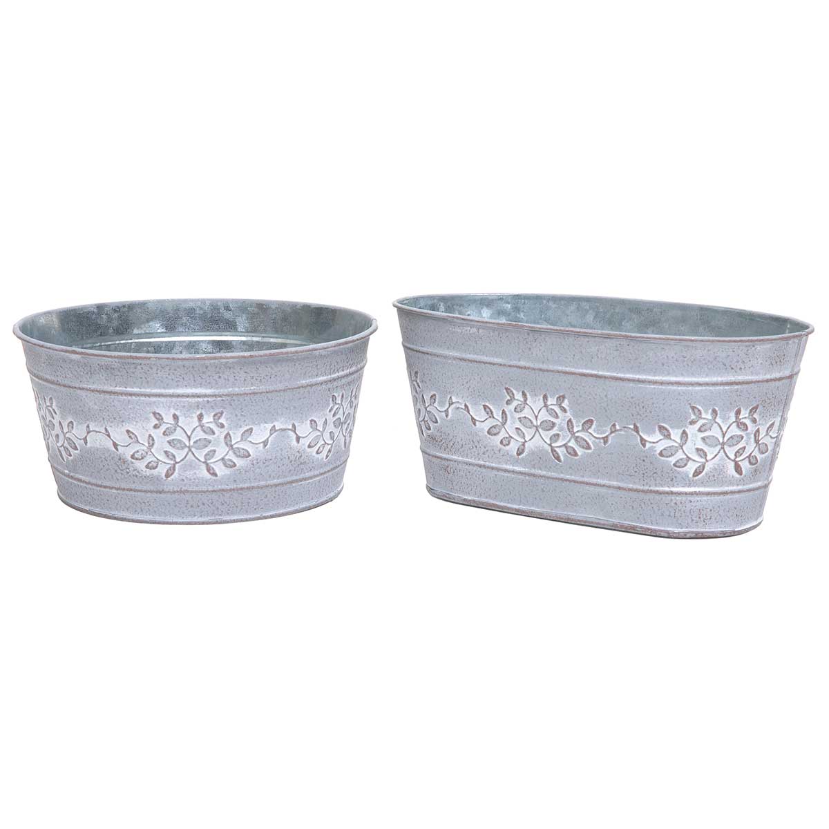 BUCKET PRIVET GREY OVAL 9.25IN X 5.25IN X 4.25IN METAL - Click Image to Close