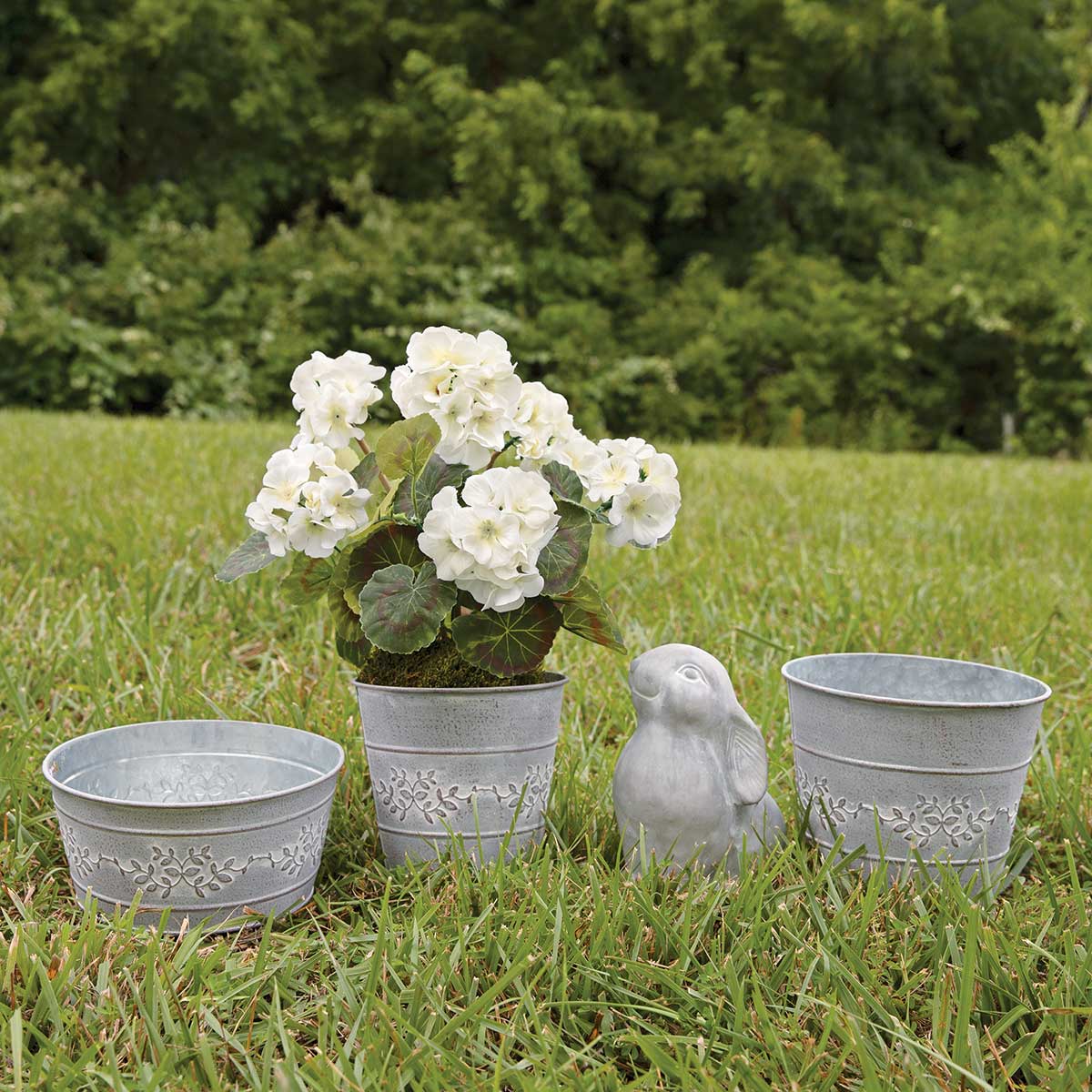 BUCKET PRIVET GREY BOWL 7.75IN X 3.75IN METAL - Click Image to Close