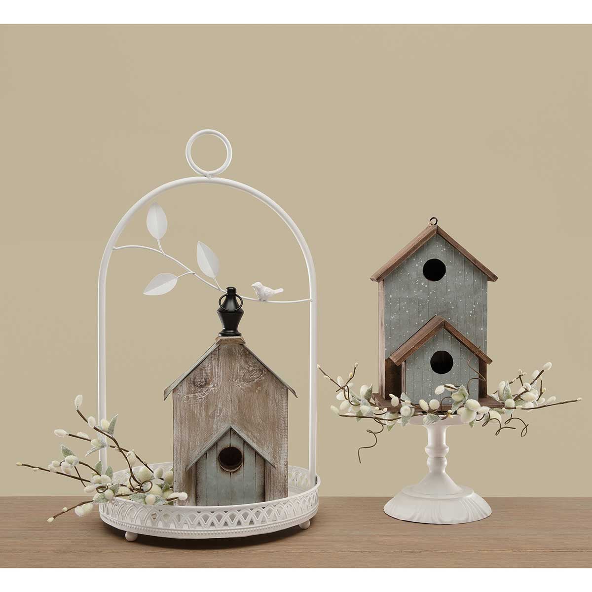 BIRDHOUSE COUNTRY RIBBED 7.25IN X 5IN X 10IN METAL/WOOD