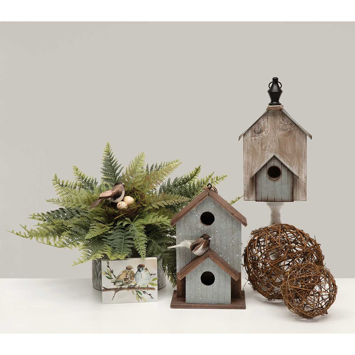 BIRDHOUSE COUNTRY RIBBED 7.25IN X 5IN X 10IN METAL/WOOD - Click Image to Close