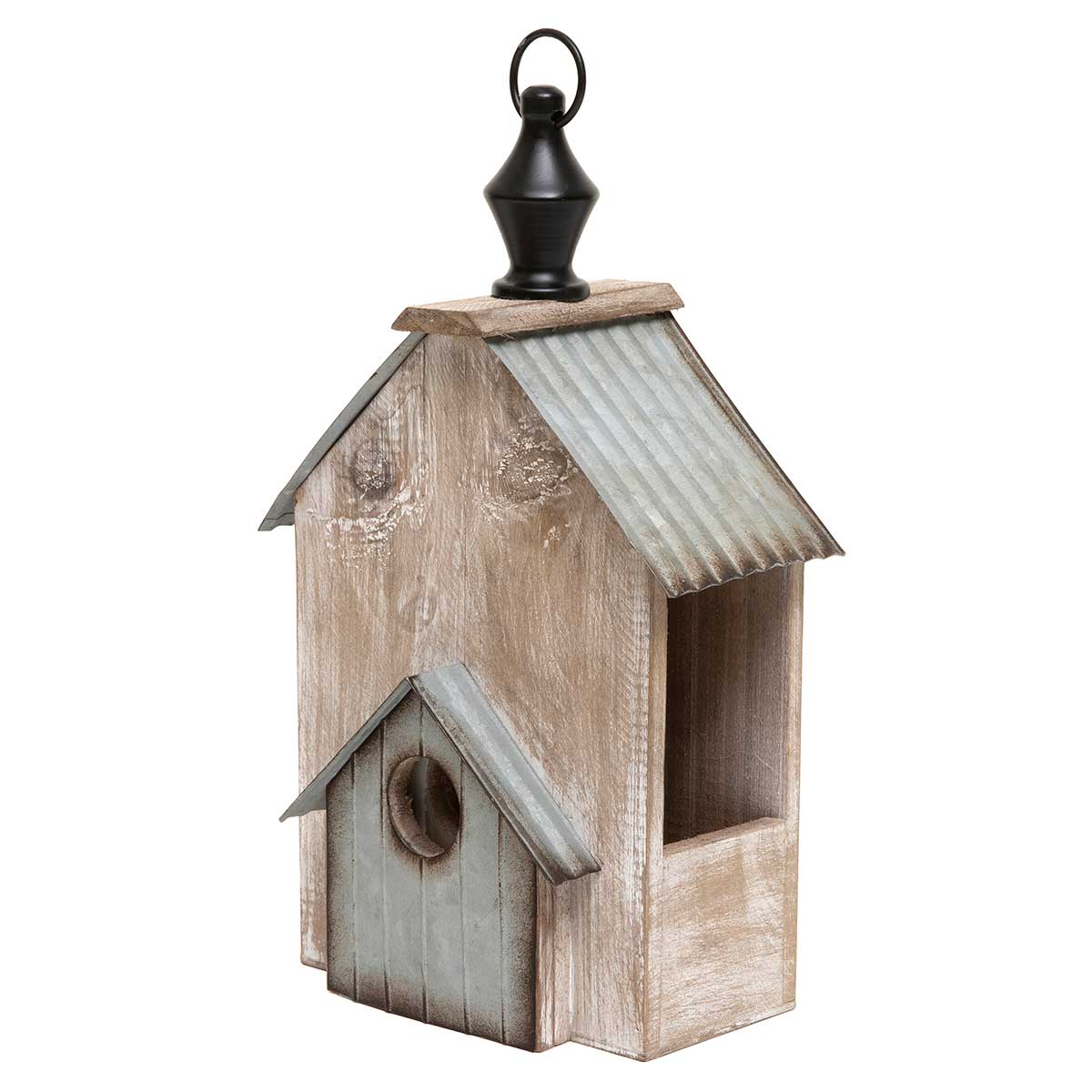 BIRDHOUSE FARMHOUSE 7IN X 4IN X 11.5IN METAL/WOOD - Click Image to Close