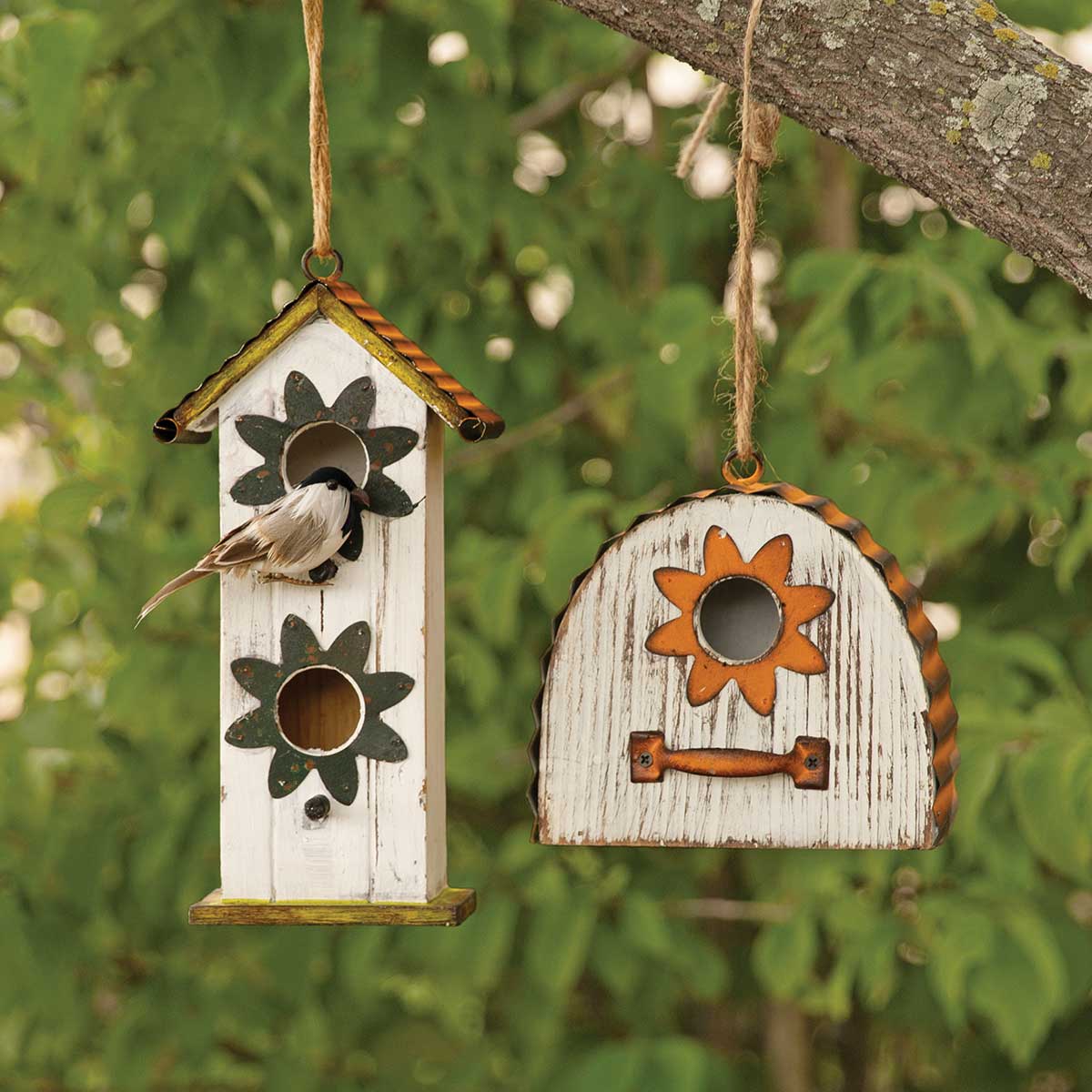 BIRDHOUSE KANSAS FLOWER TALL 5.25IN X 3.5IN X 10IN METAL/WOOD - Click Image to Close