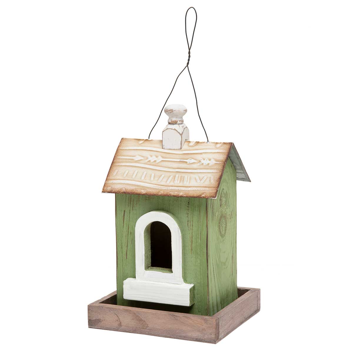 BIRDHOUSE MEADOW GREEN 5.5IN X 4.75IN X 8.5IN METAL/WOOD - Click Image to Close