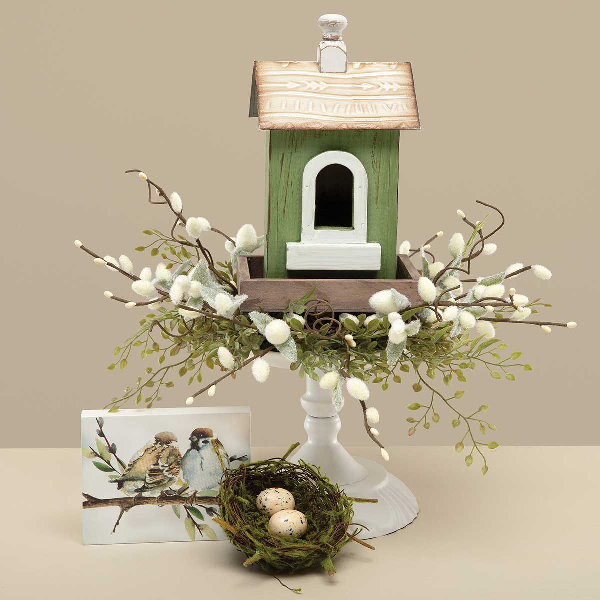 BIRDHOUSE MEADOW GREEN 5.5IN X 4.75IN X 8.5IN METAL/WOOD - Click Image to Close