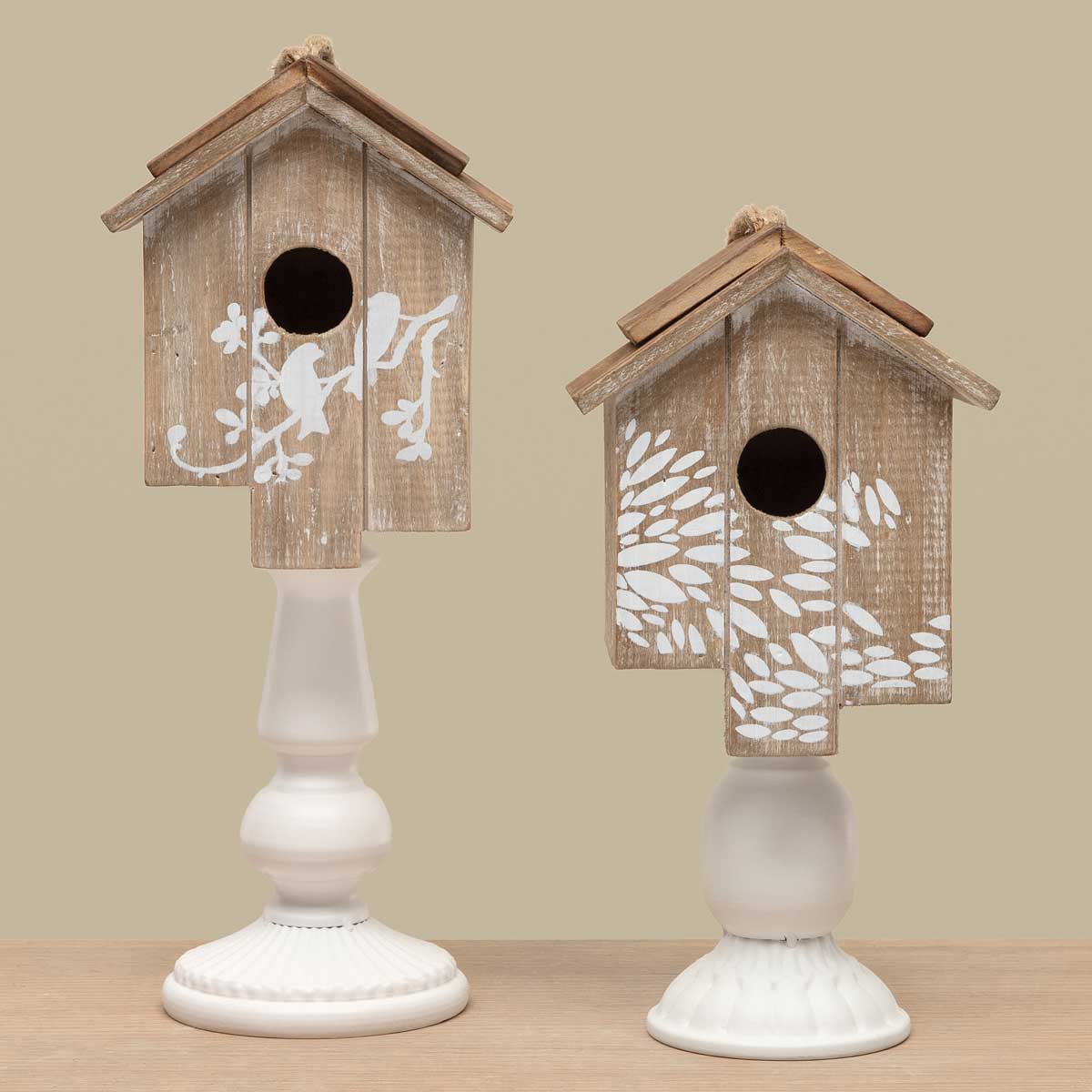 BIRDHOUSE WITH BIRD STENCIL 6IN X 4IN X 7.25IN WOOD - Click Image to Close