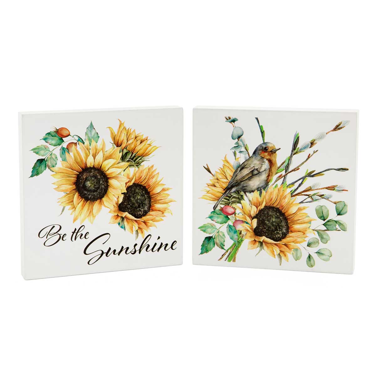 b50 BLOCK SUNFLOWER 2 ASSORTED 5IN X .75IN X 5IN WOOD - Click Image to Close