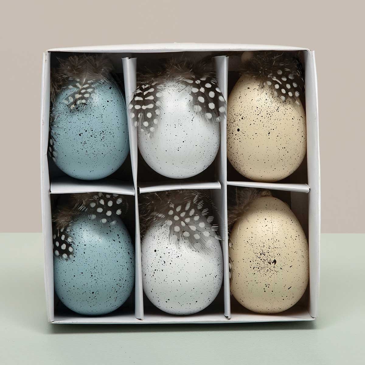 ORNAMENT EGGS BOX OF 6 2IN X 2.75IN/6IN X 2IN X 6IN - Click Image to Close