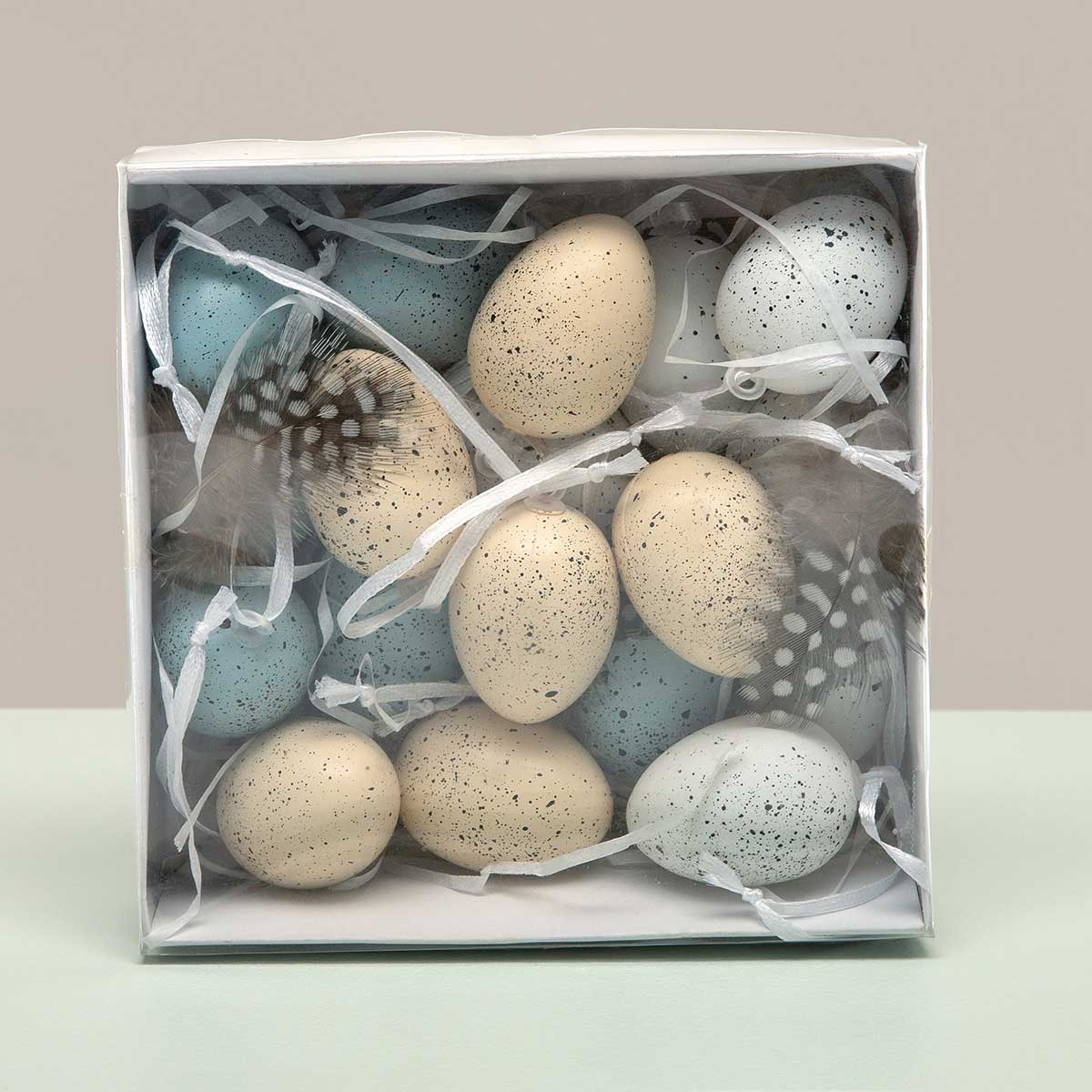 ORNAMENT EGGS BOX OF 18 1IN X 1.75IN/5IN X 1.5IN X 5IN - Click Image to Close