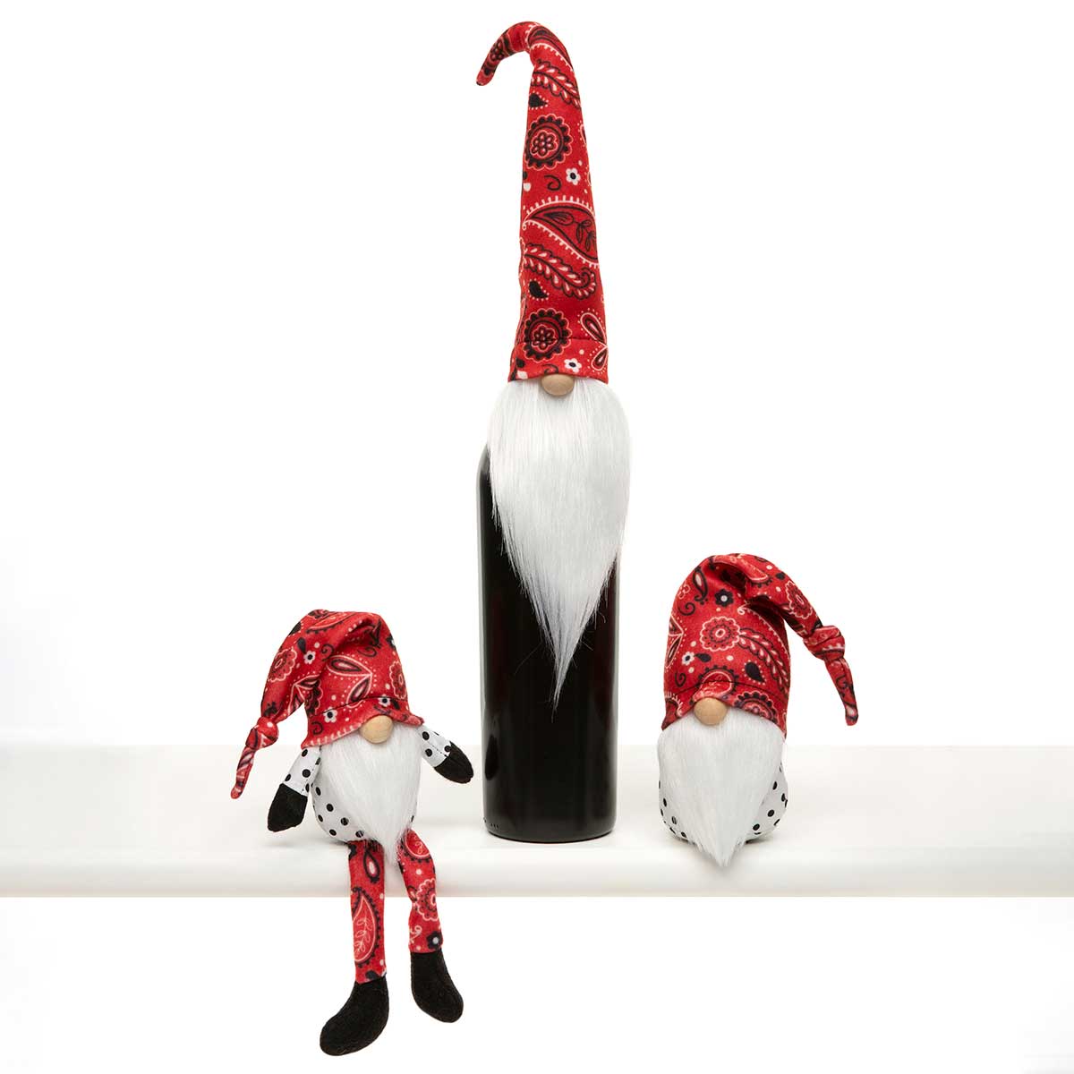 b70 BOTTLE TOPPER GNOME RED/WHITE 2IN X 14IN