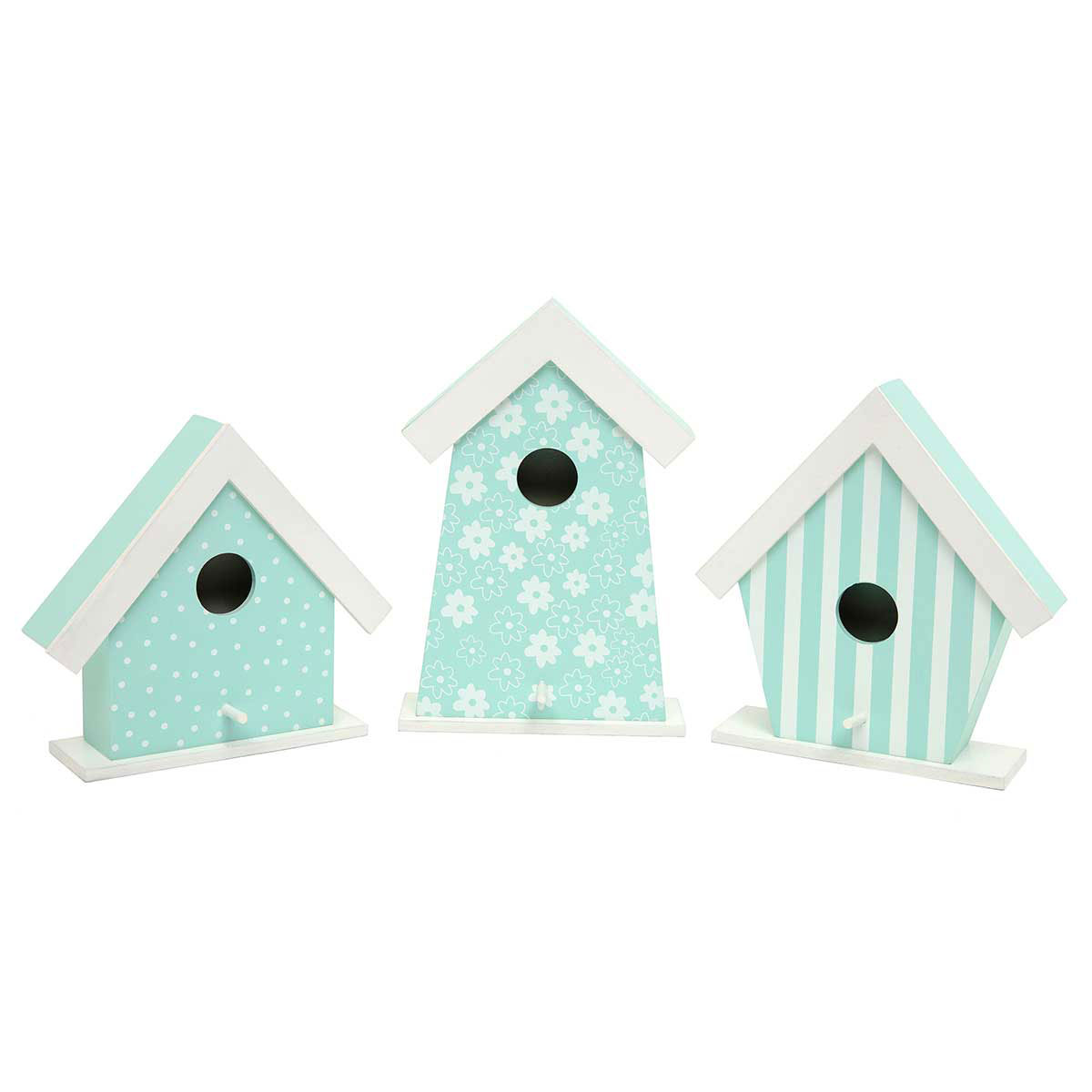 b50 BIRDHOUSE BLUE MEADOW STRIPE 6.75IN X 2.75IN X 7.25IN WOOD - Click Image to Close