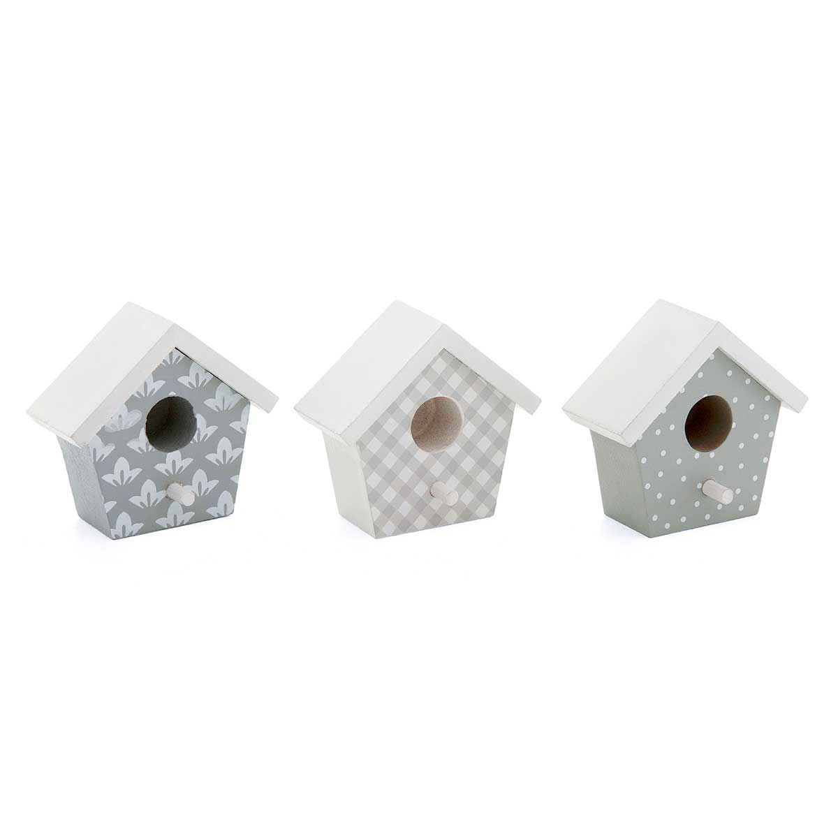 b50 MINI BIRDHOUSE 3 ASSORTED 2.25IN X 1.25IN X 2.25IN WOOD - Click Image to Close