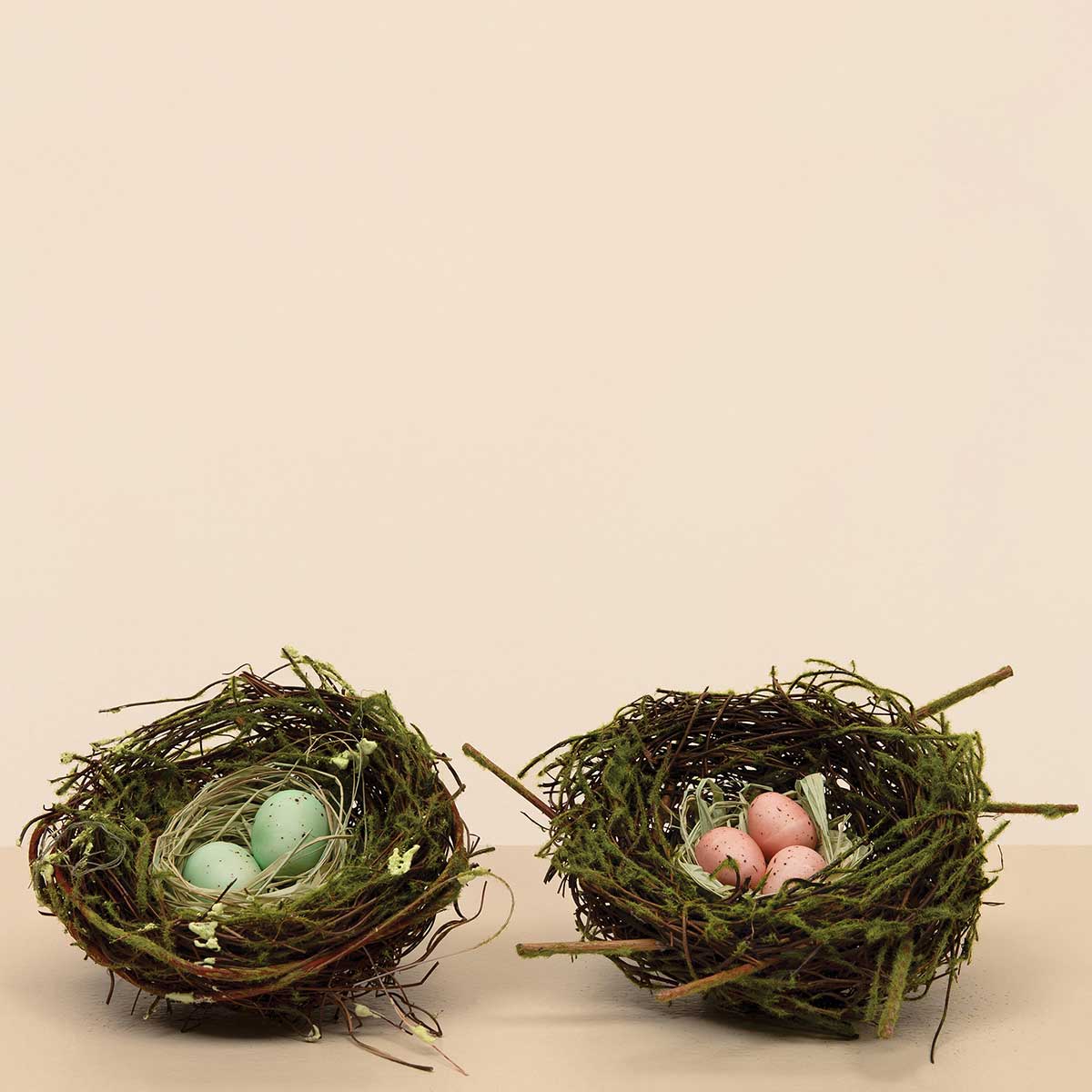 TWIG NEST WITH BLUE EGGS 6IN X 2.5IN TWIG/WOOD