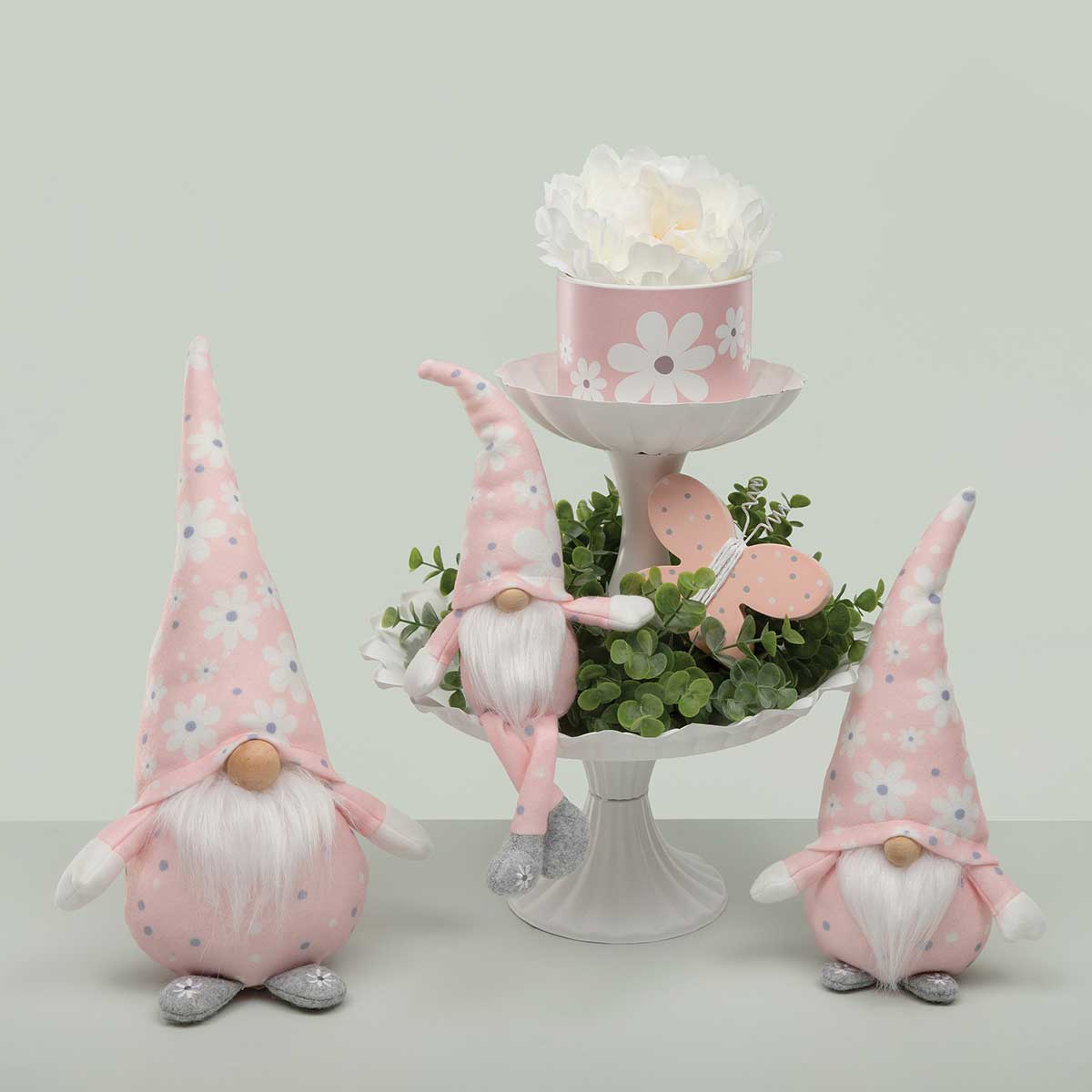 b50 WHOOPSIE DAISY GNOME PINK/WHITE WITH WIRED HAT,