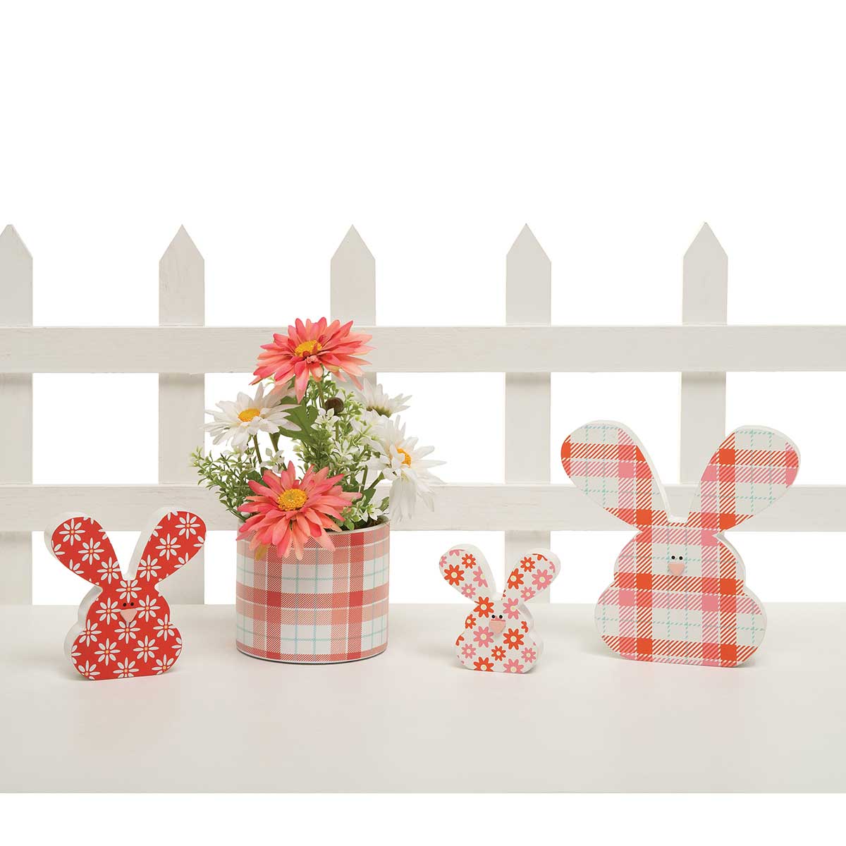 CORAL FAIR WOOD BUNNY SIT-A-BOUT CORAL/WHITE/BLUE