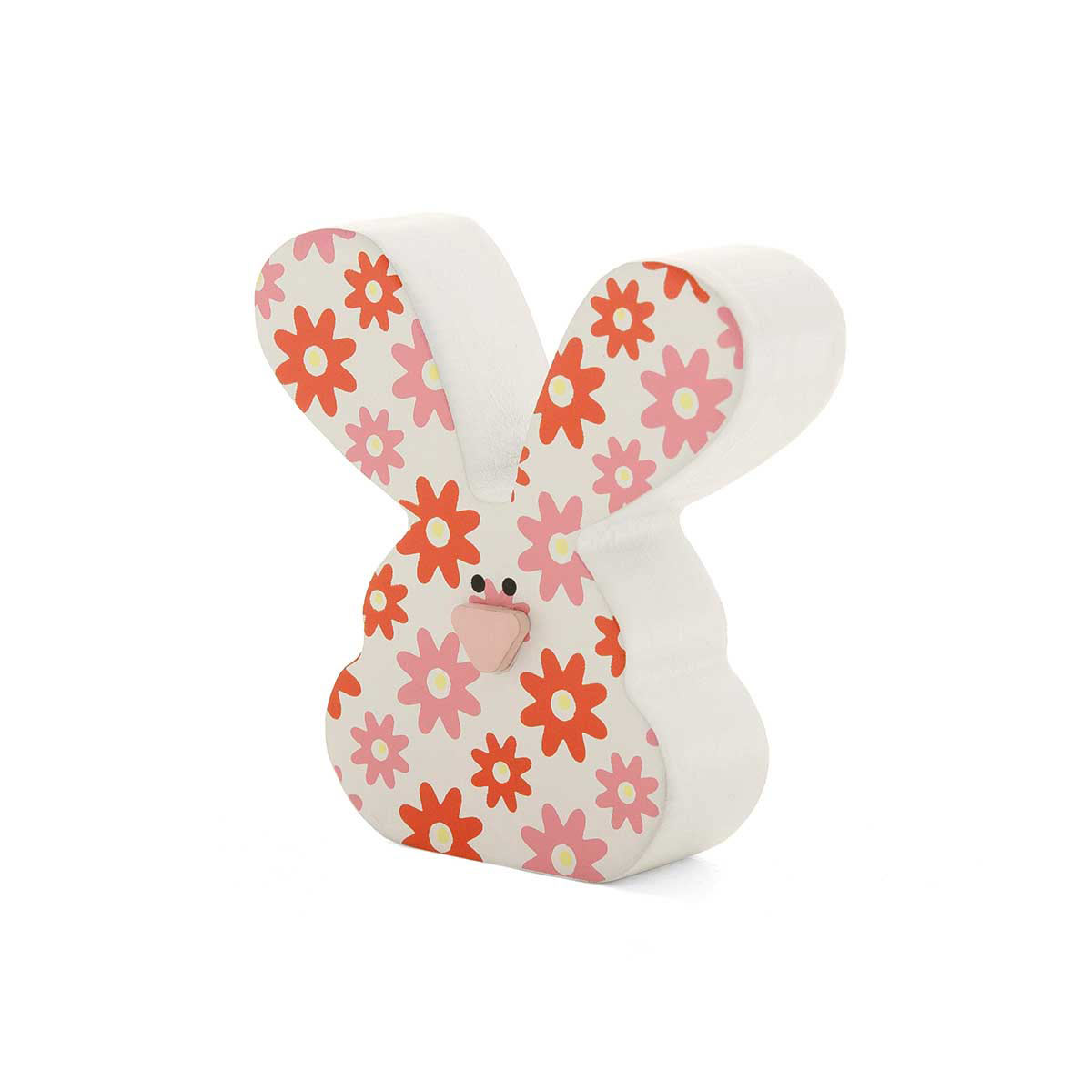CORAL FAIR WOOD BUNNY SIT-A-BOUT CORAL/WHITE FLORAL