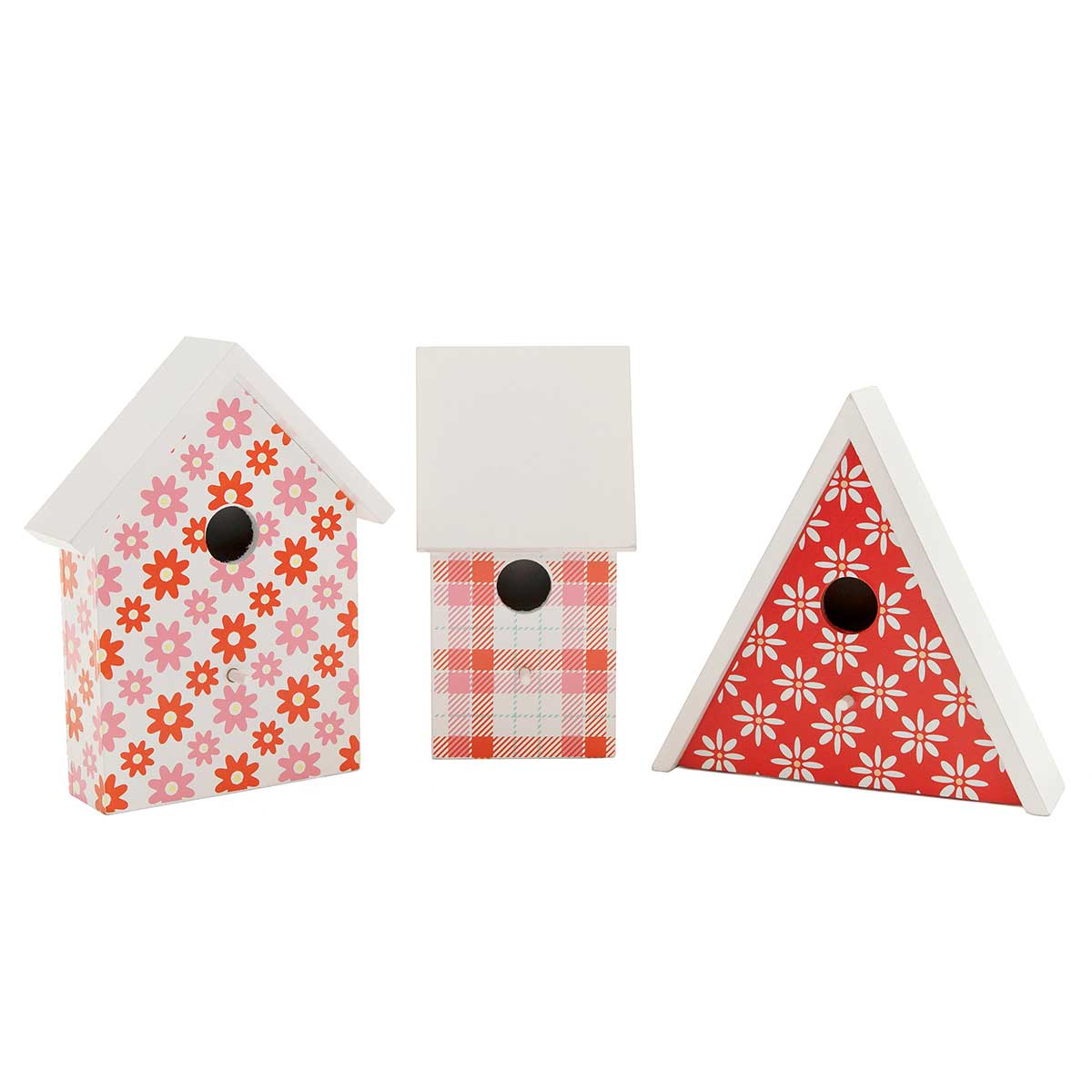 CORAL FAIR A-FRAME WOOD BIRDHOUSE SIT-A-BOUT CORAL/WHITE