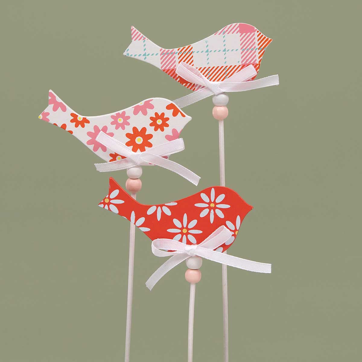 b50 BIRD ON STICK 3 ASSORTED 4IN X .25IN X 2IN WOOD - Click Image to Close
