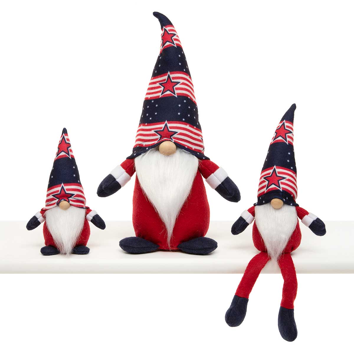 AMERICA STRIPE GNOME RED/WHITE/BLUE WITH WOOD NOSE,
