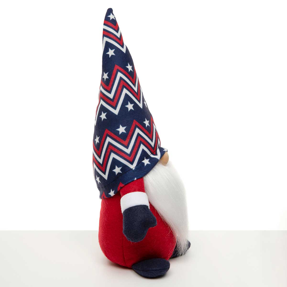 b50 USA ZIGZAG GNOME RED/WHITE/BLUE WITH WIRED HAT, WOOD NOSE,