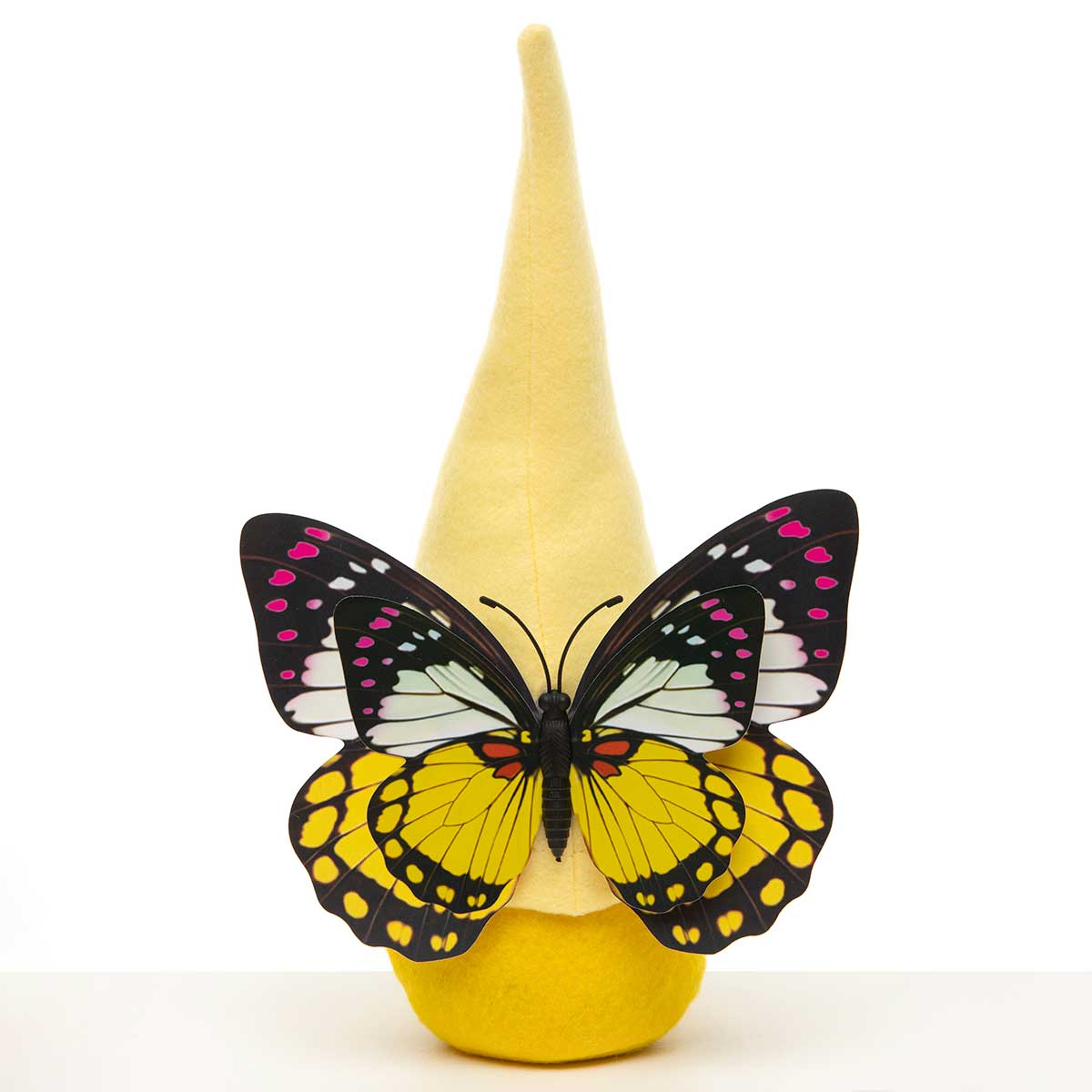 BUTTERFLY GNOME YELLOW WITH WINGS LARGE 6.75"X4"X11.5"