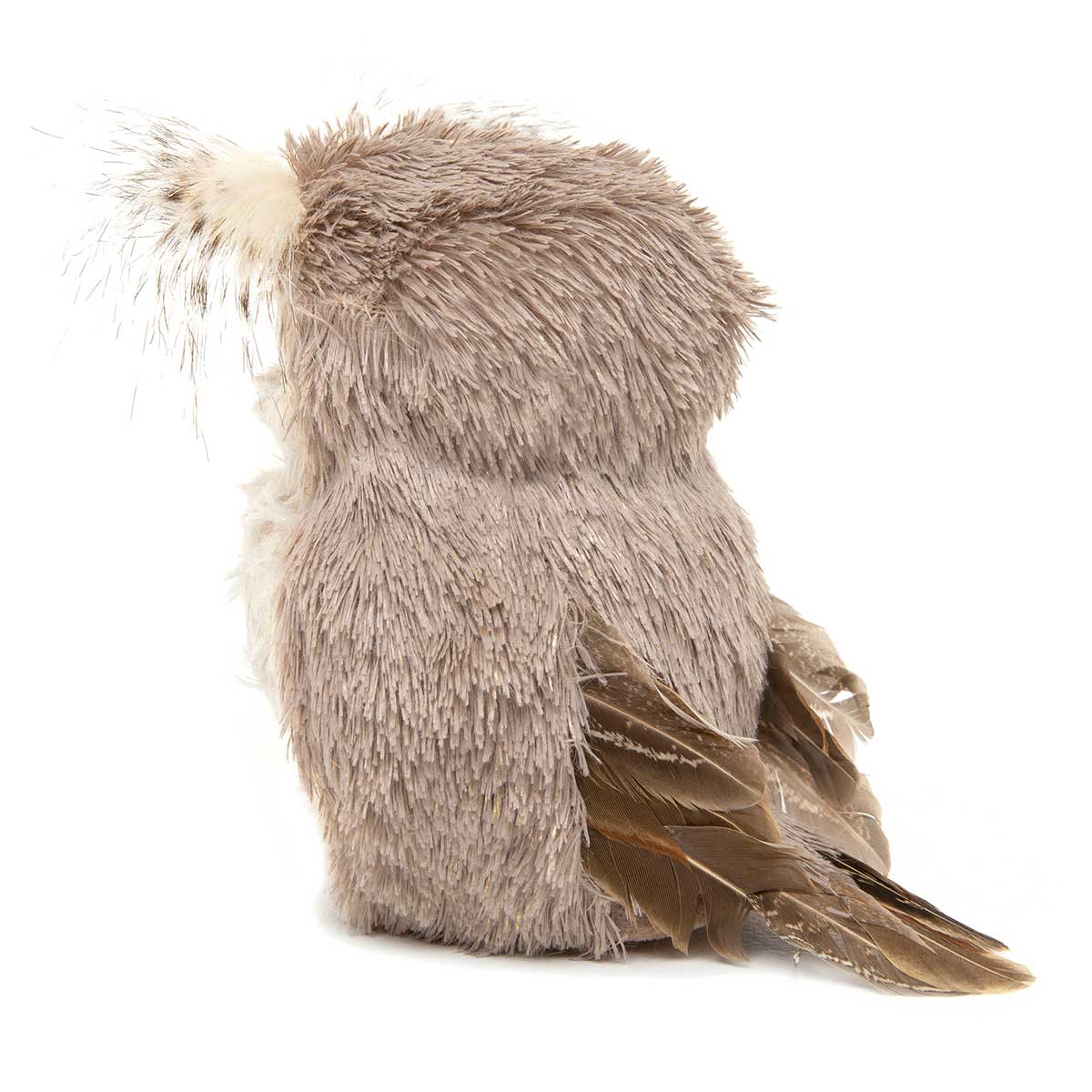 OWL FEATHERED LARGE 3.75IN X 5.75IN X 6IN BROWN/CREAM - Click Image to Close