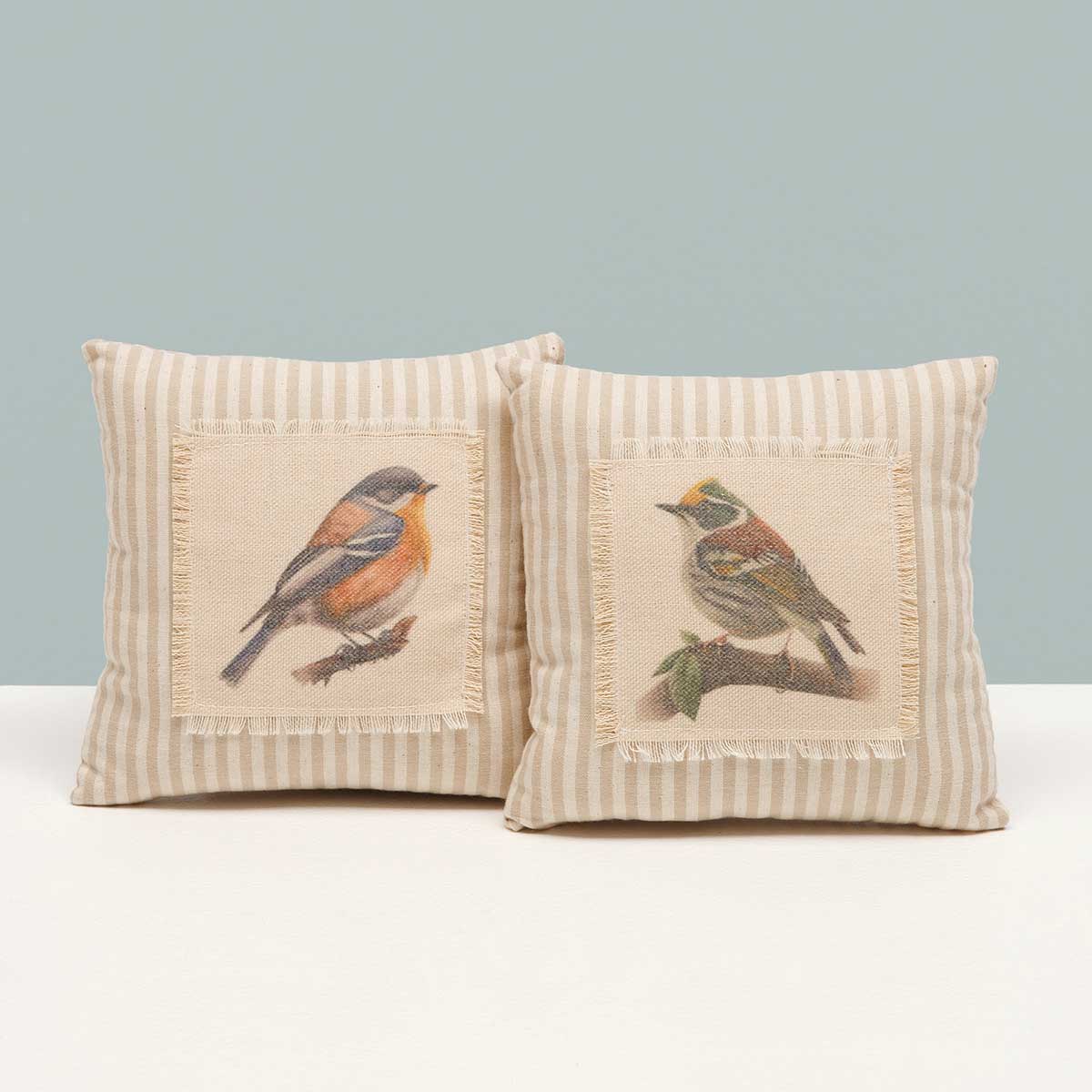 PILLOW BIRD 2 ASSORTED SMALL 6IN X 6IN BEIGE/CREAM PLUSH - Click Image to Close
