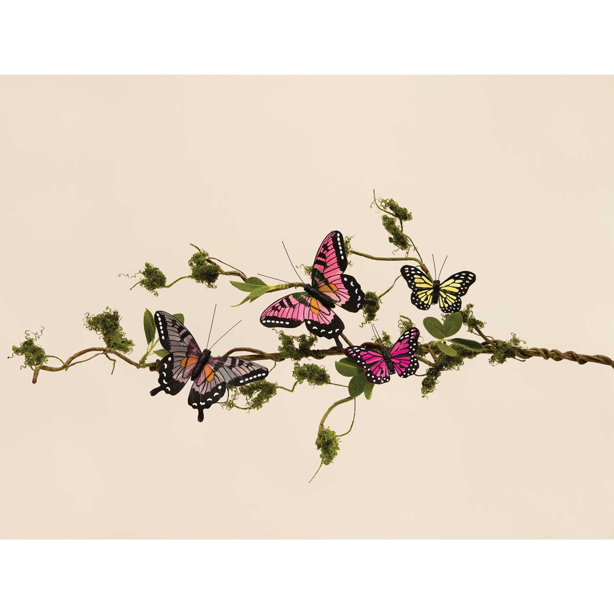 BUTTERFLY 2 ASSORTED PINK/YELLOW SMALL 2IN X 3IN ON METAL CLIP - Click Image to Close