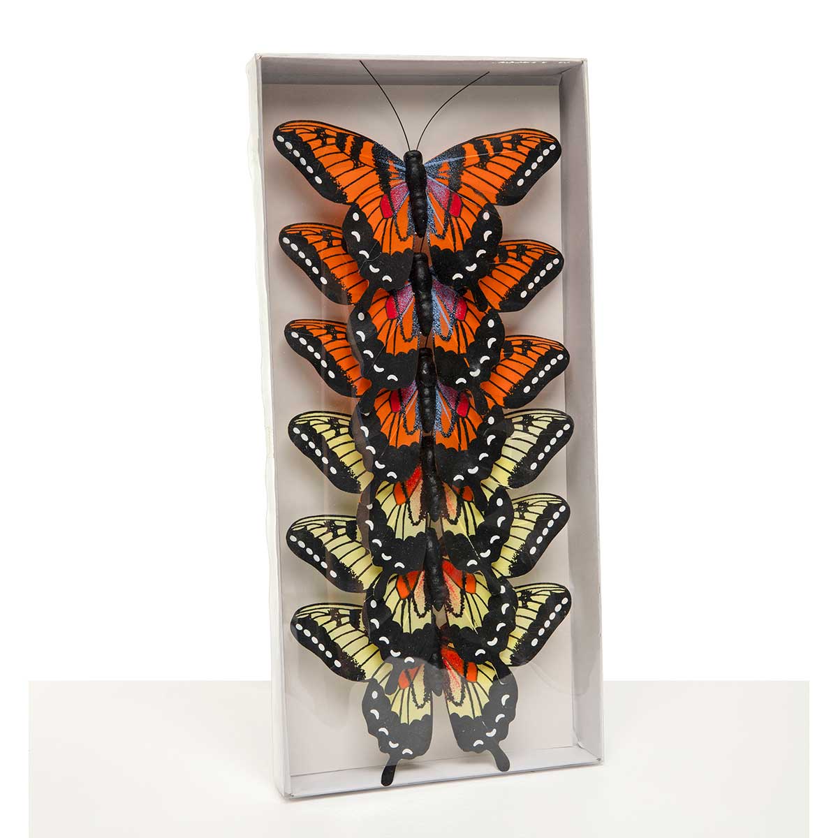 BUTTERFLY 2 ASSORTED YE/OR LARGE 5IN X 5.5IN ON METAL CLIP - Click Image to Close