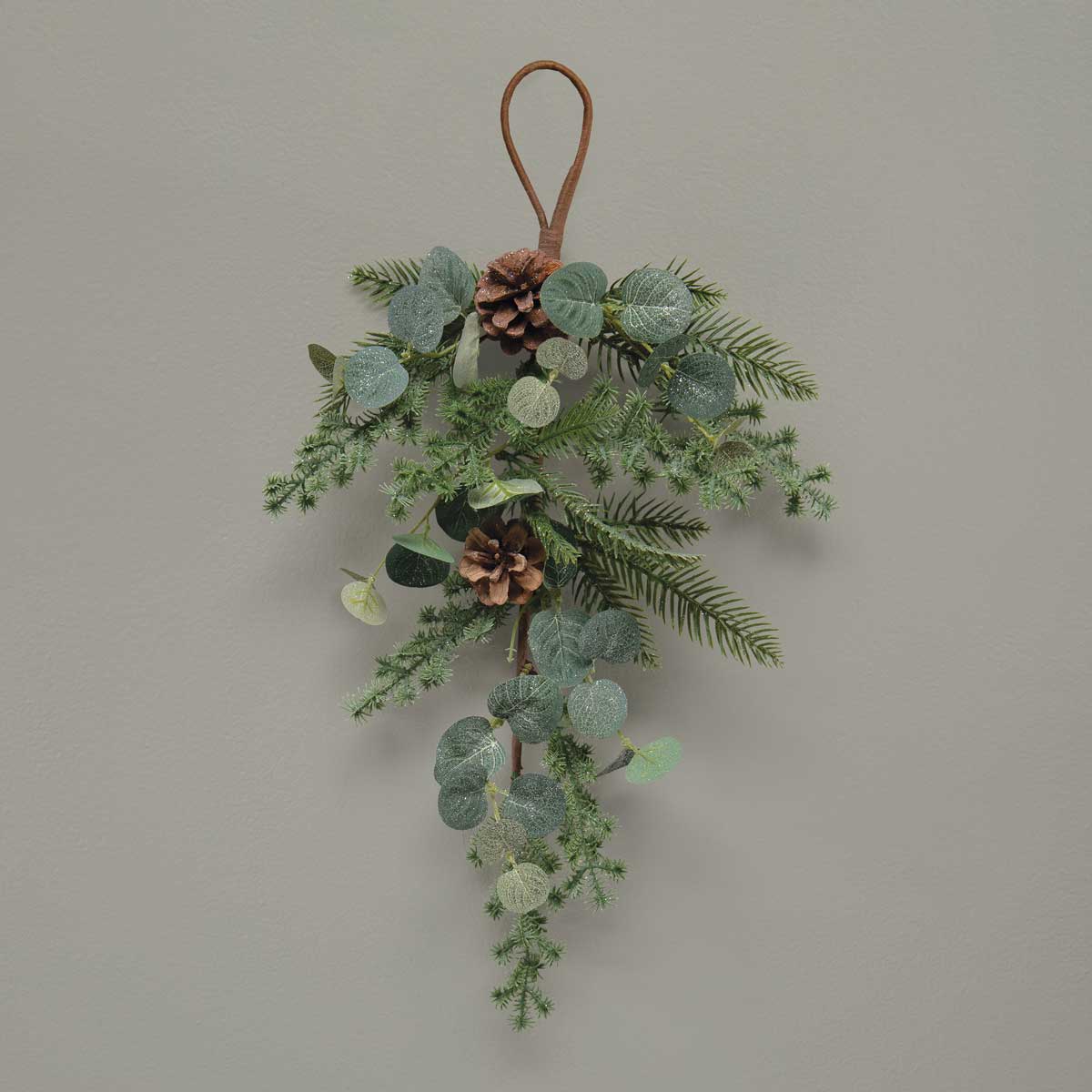 BOUGH FROSTED PINE 8IN X 20IN PLASTIC/POLYESTER/PINECONES