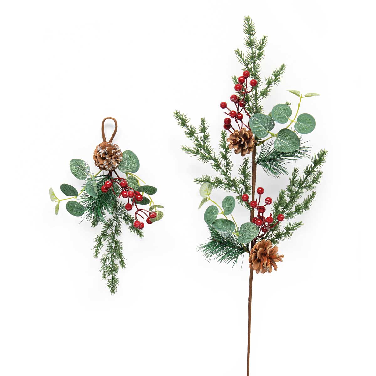 !DECEMBER PINE SPRAY WITH RED BERRIES, EUCALYPTUS, MICA AND