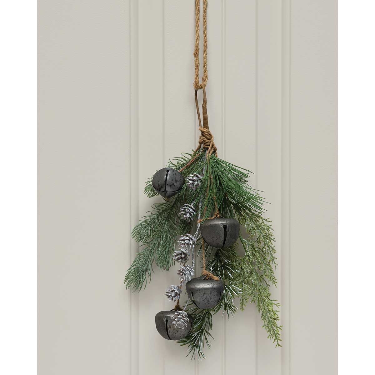 BELL DROP PINE/PEWTER BELLS 7IN X 15IN GREEN - Click Image to Close