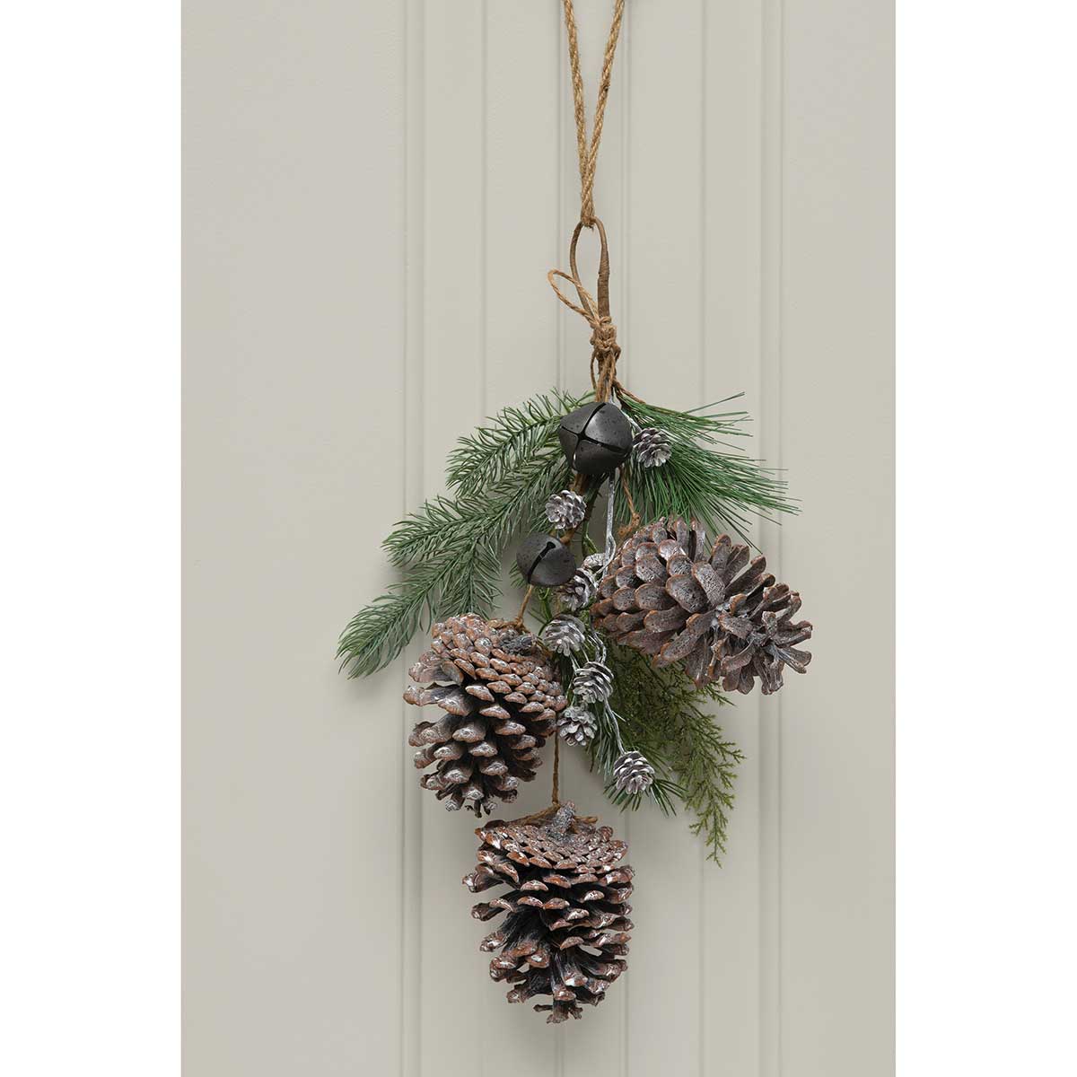 PINECONE DROP PINE/PEWTER BELL 7IN X 15IN GREEN