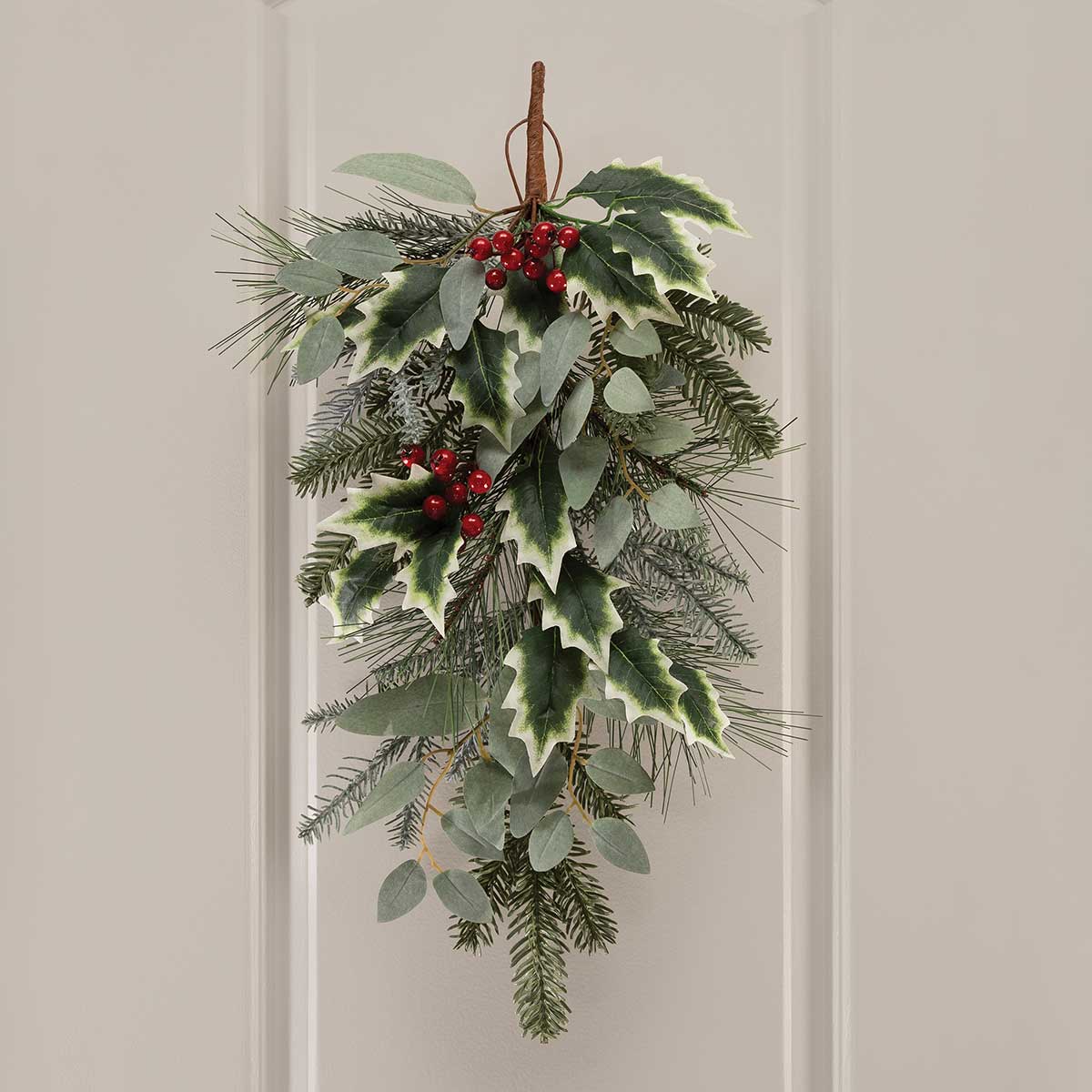 BOUGH PINE/RED BERRIES/HOLY 12IN X 24IN RED/GREEN - Click Image to Close