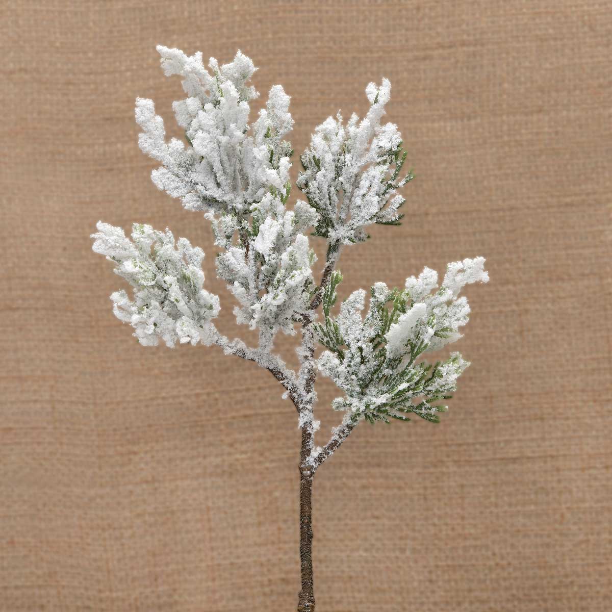 SPRAY SNOWED CONIFER PINE 6IN X 12IN GREEN PLASTIC - Click Image to Close